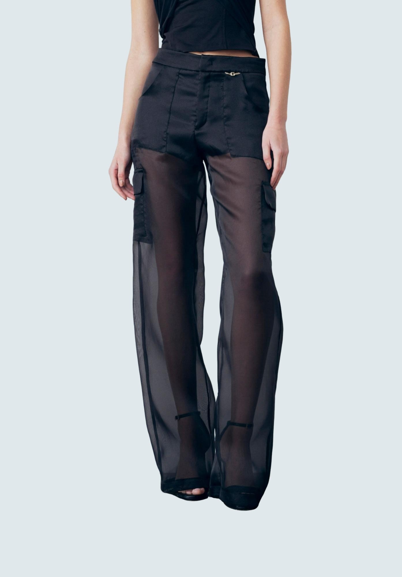 Pantalone In Organza Dritto Con Tasconi - GAELLE