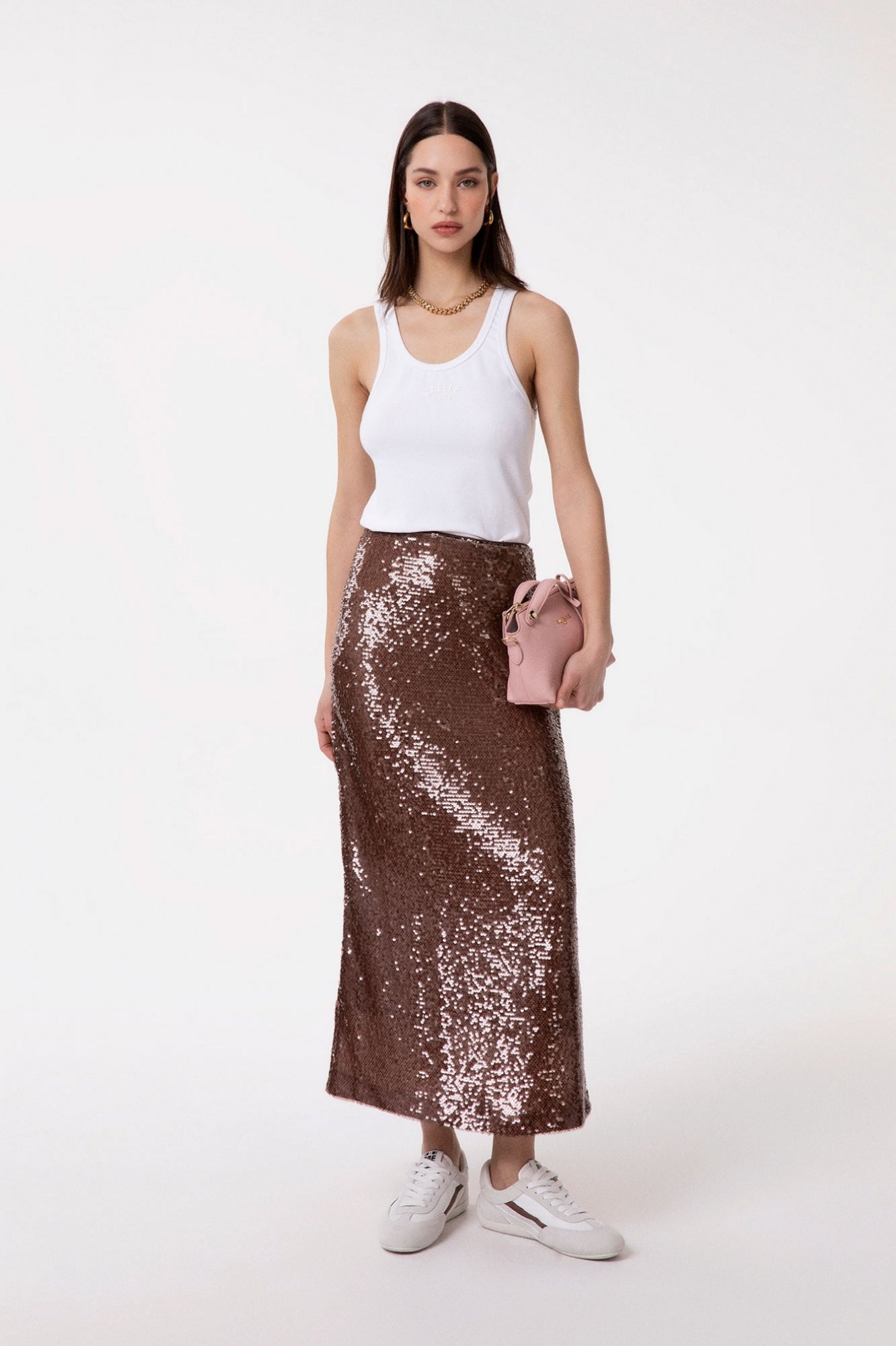 GONNA GAELLE MIDI IN TESSUTO PAILLETTES CON SPACCO