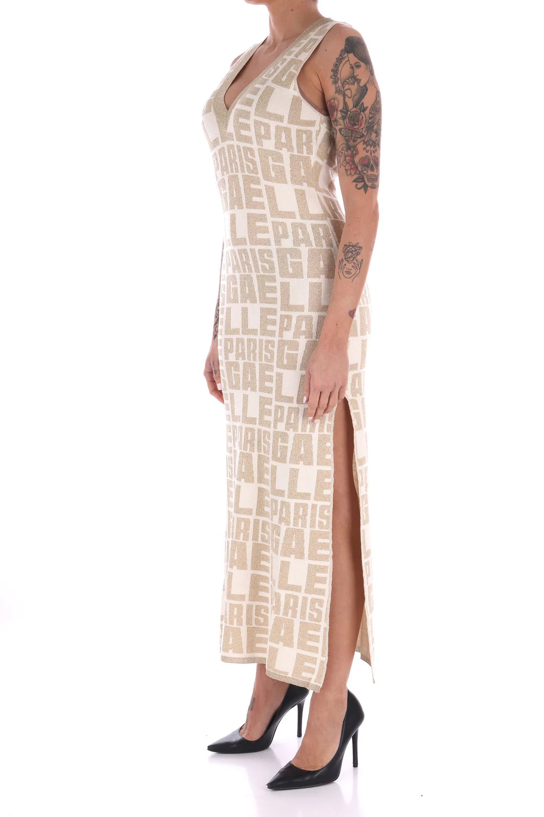 ABITO LUNGO IN MAGLIA CON SCRITTE LUREX GAELLE