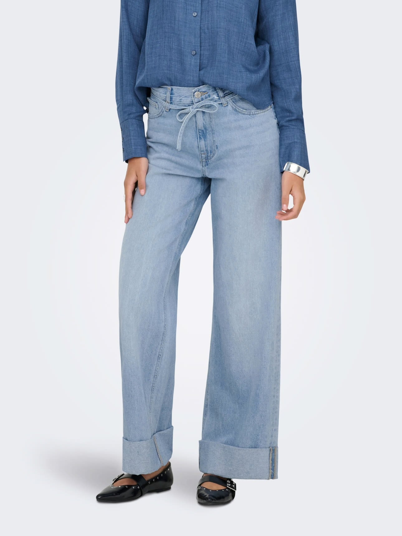 JEANS ONLY RISVOLTO E CINTURA WIDE FIT