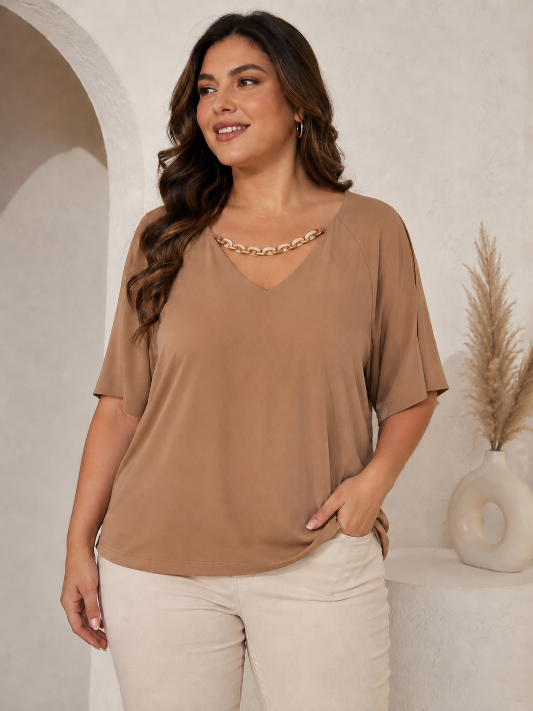 BLUSA CON COLLANA SCOLLO V OLTRETEMPO