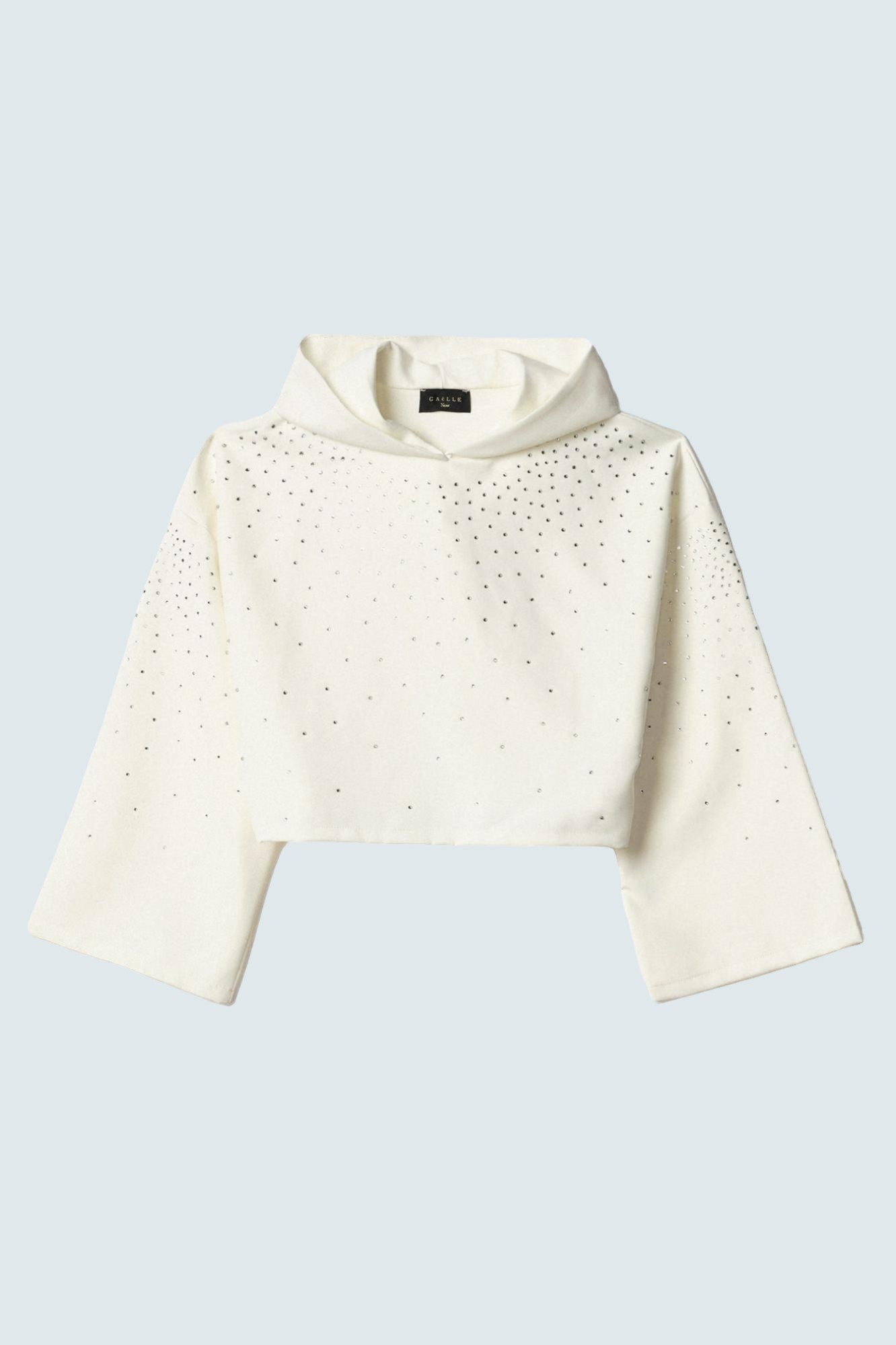 Felpa Cropped Con Cappuccio Bianco - GAELLE