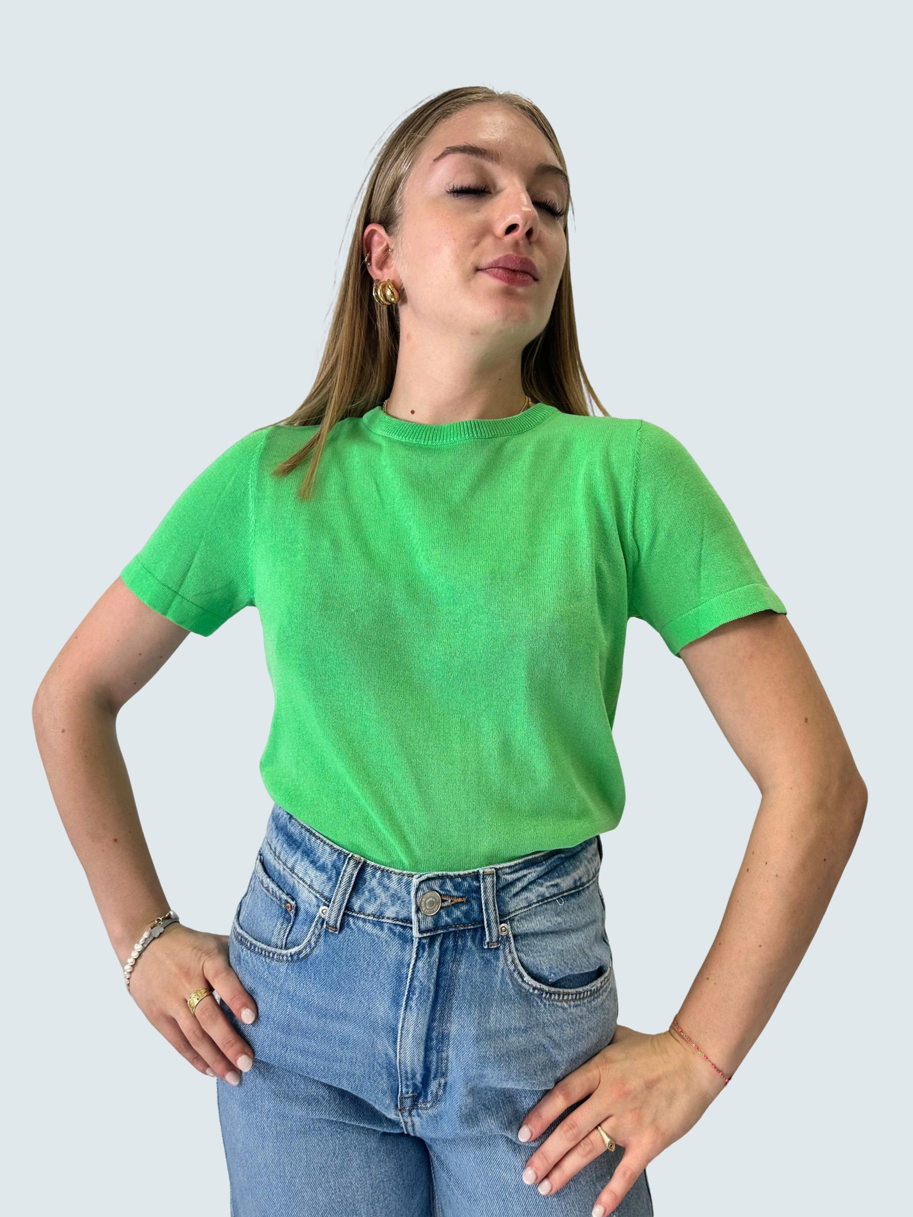 T-shirt in maglina Verde - Only