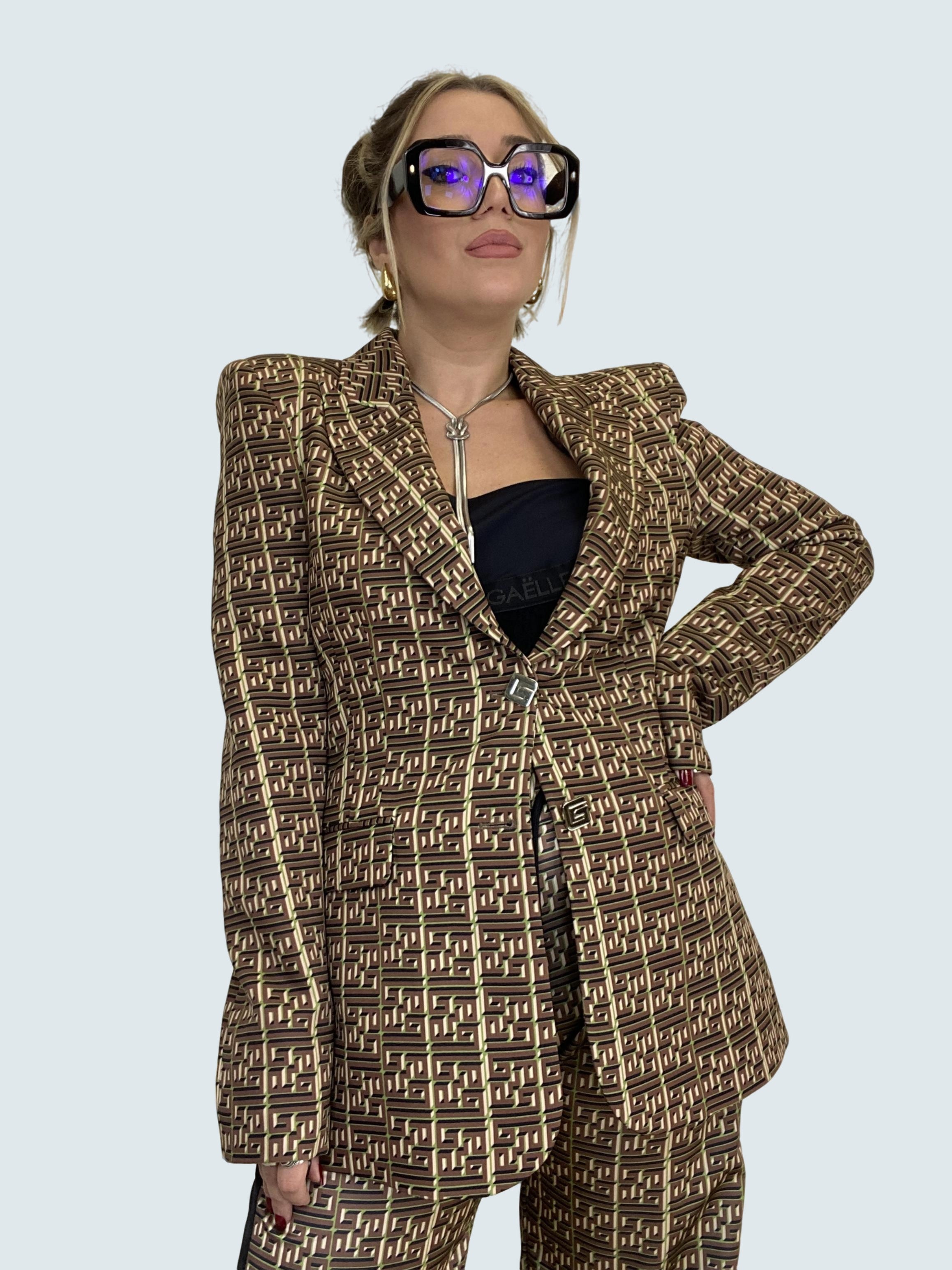 Giacca monopetto logata Marrone - GAELLE