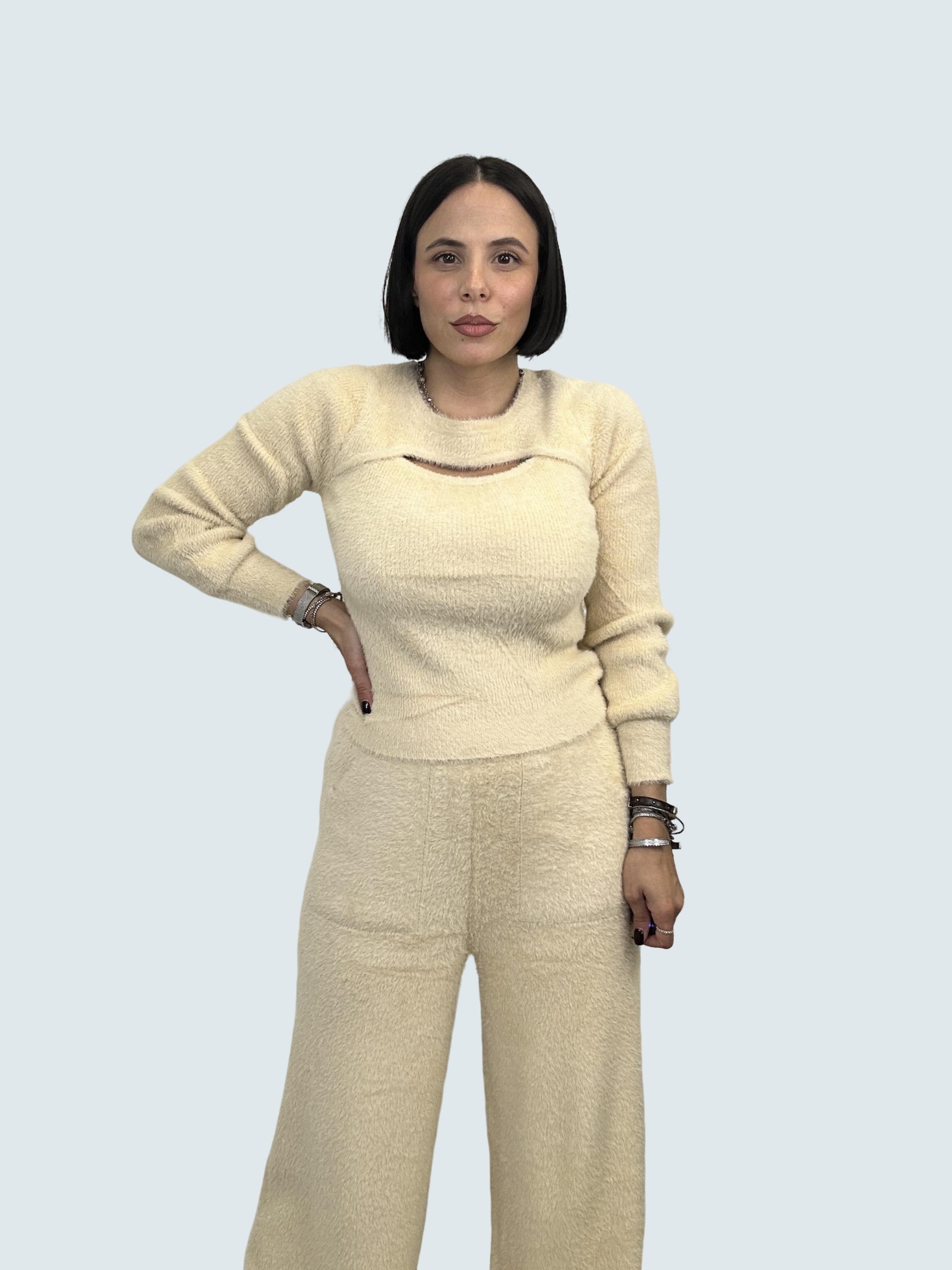 Maglione con apertura Beige - Molly Braken
