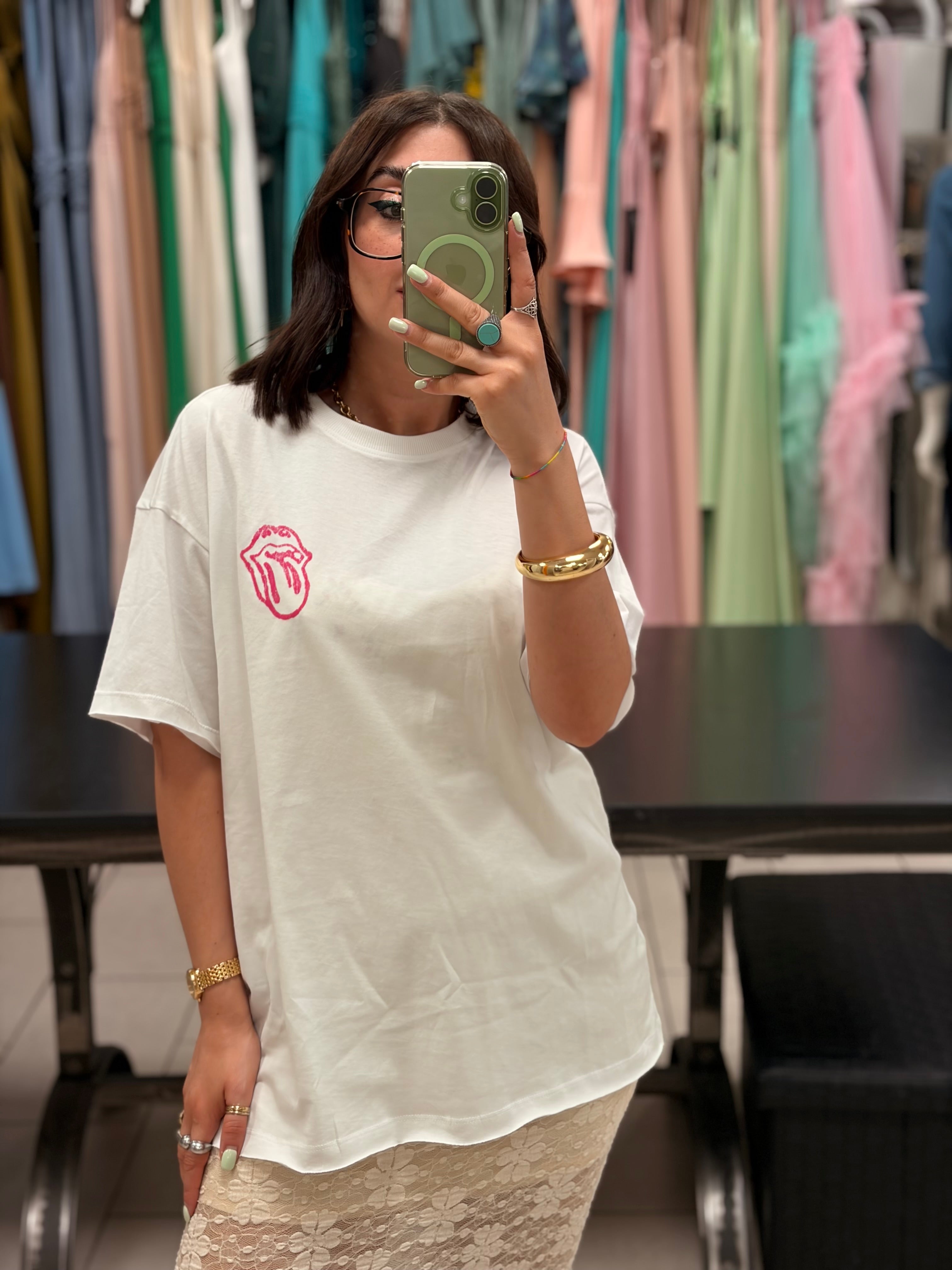 TSHIRT OVERSIZE CON STAMPA ROLLING STONES -ONLY
