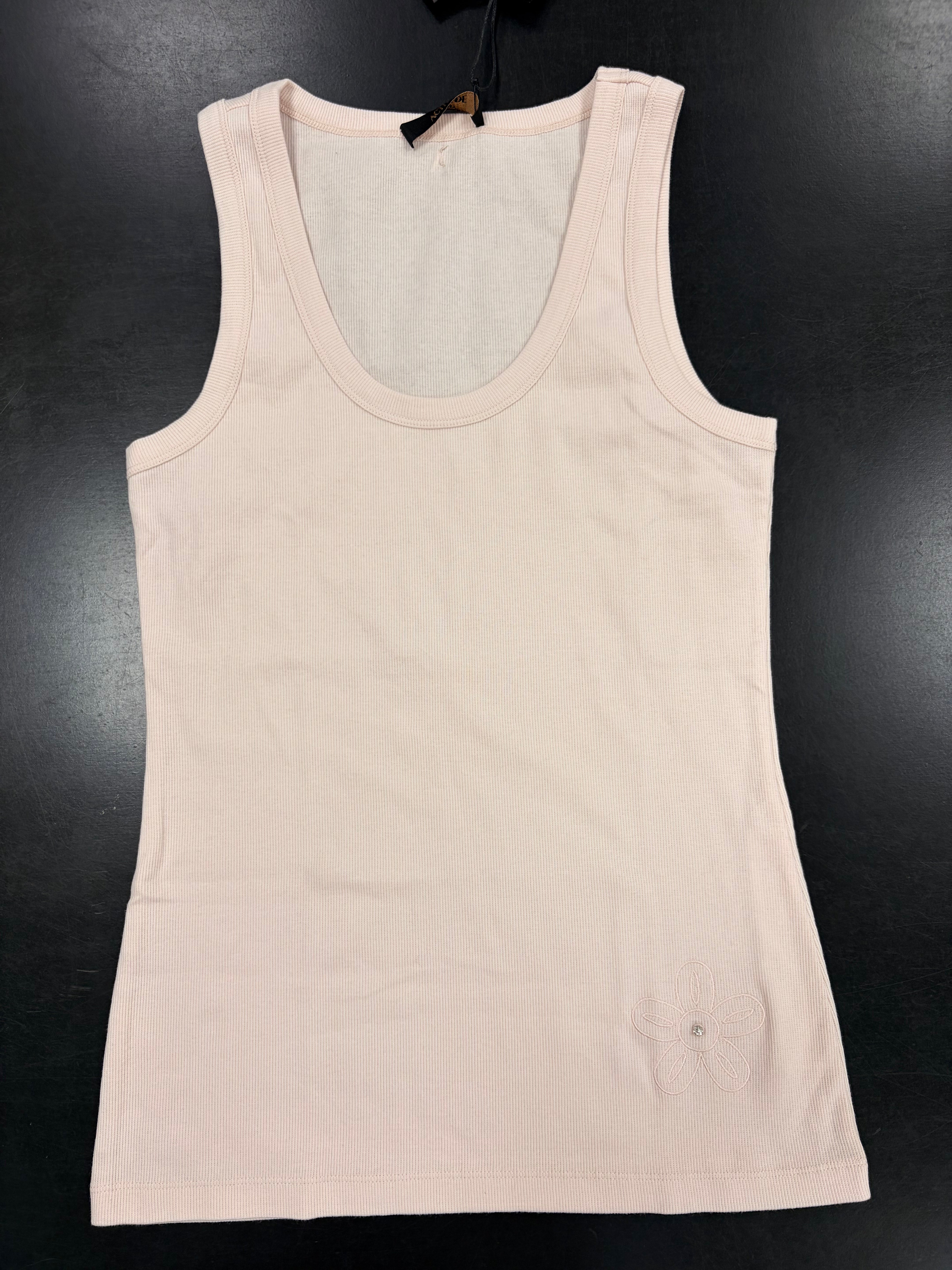CANOTTA TWINSET ACTITUDE A COSTINE SMANICATO CON RICAMO