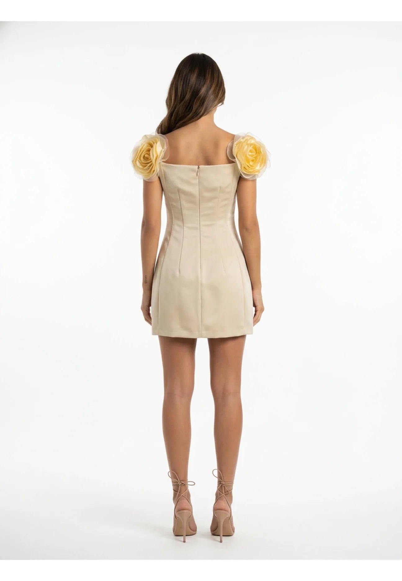 MINI ABITO CON ROSE IN TESSUTO DUCHESSE - ELISABETTA FRANCHI
