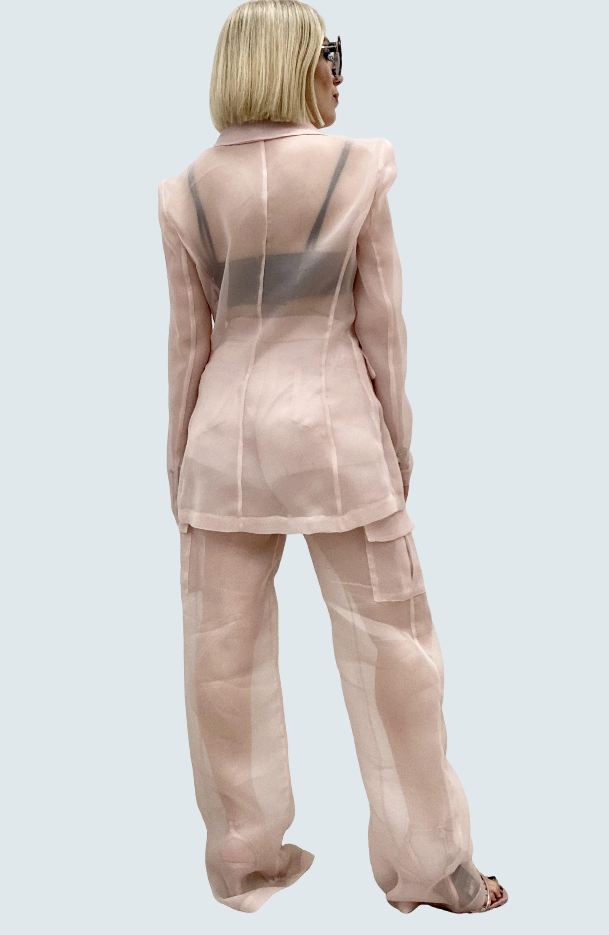 Pantalone In Organza Dritto Con Tasconi - GAELLE