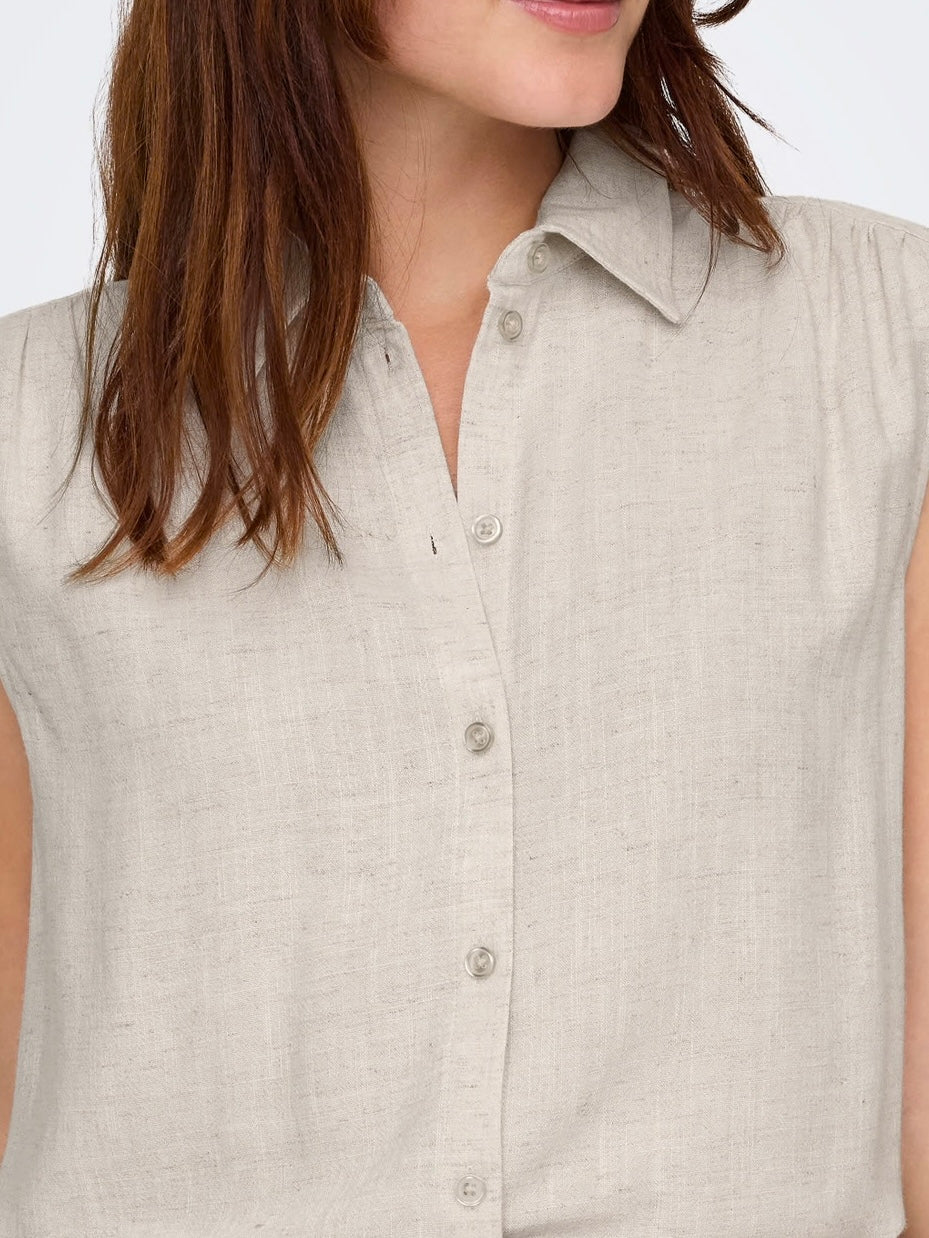 CAMICIA SMANICATA IN LINO- ONLY
