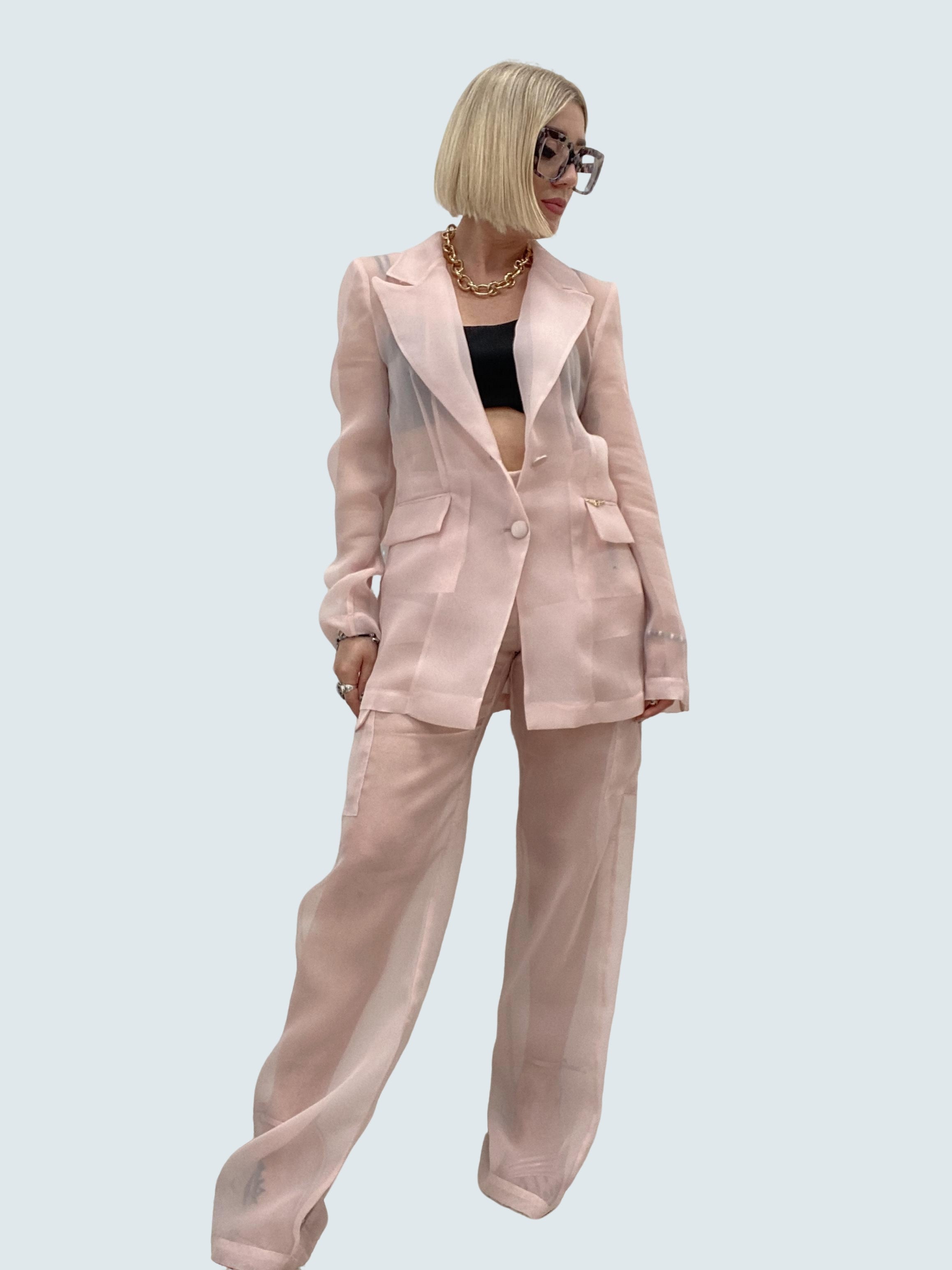 Pantalone In Organza Dritto Con Tasconi - GAELLE