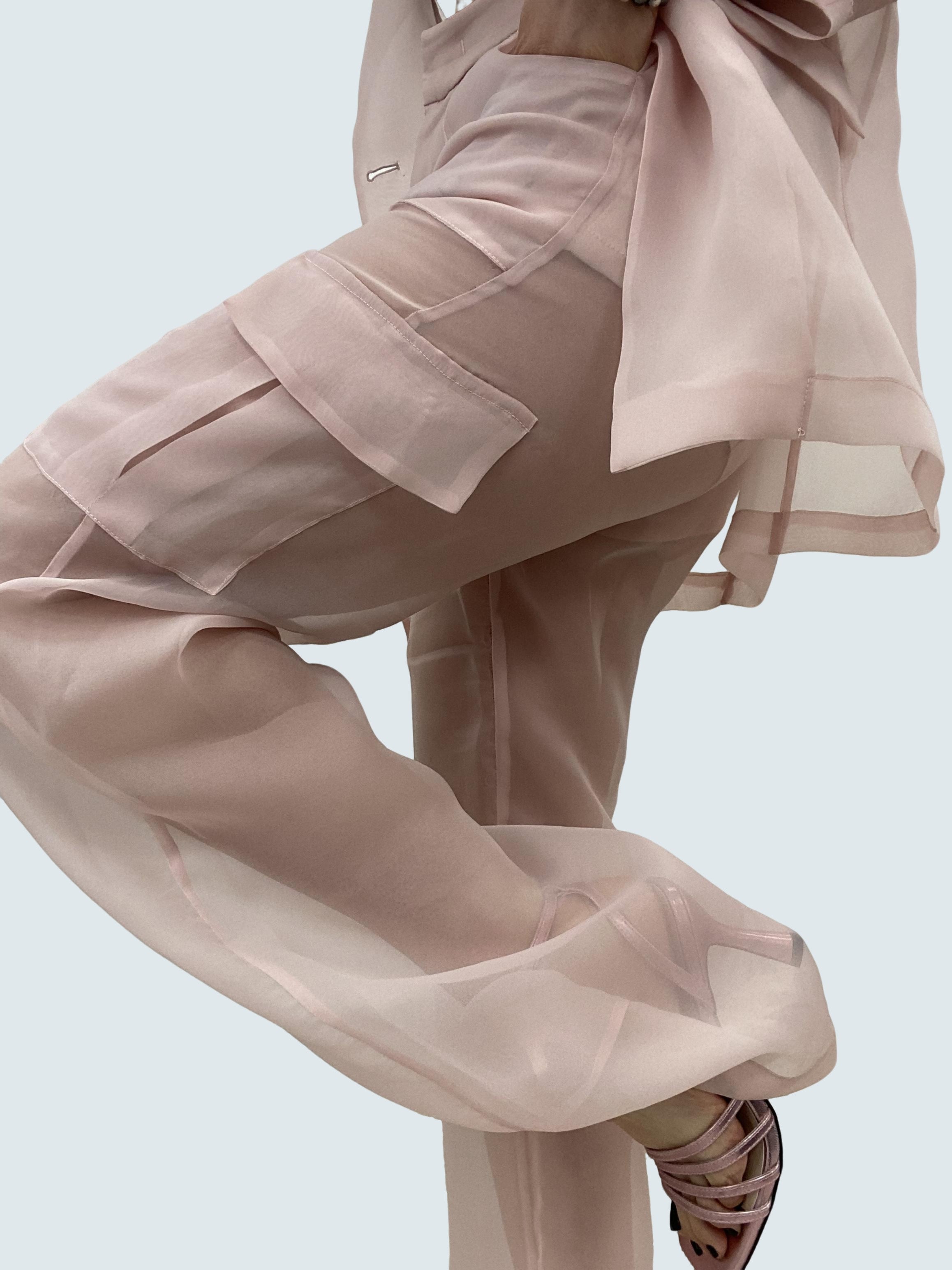 Pantalone In Organza Dritto Con Tasconi - GAELLE