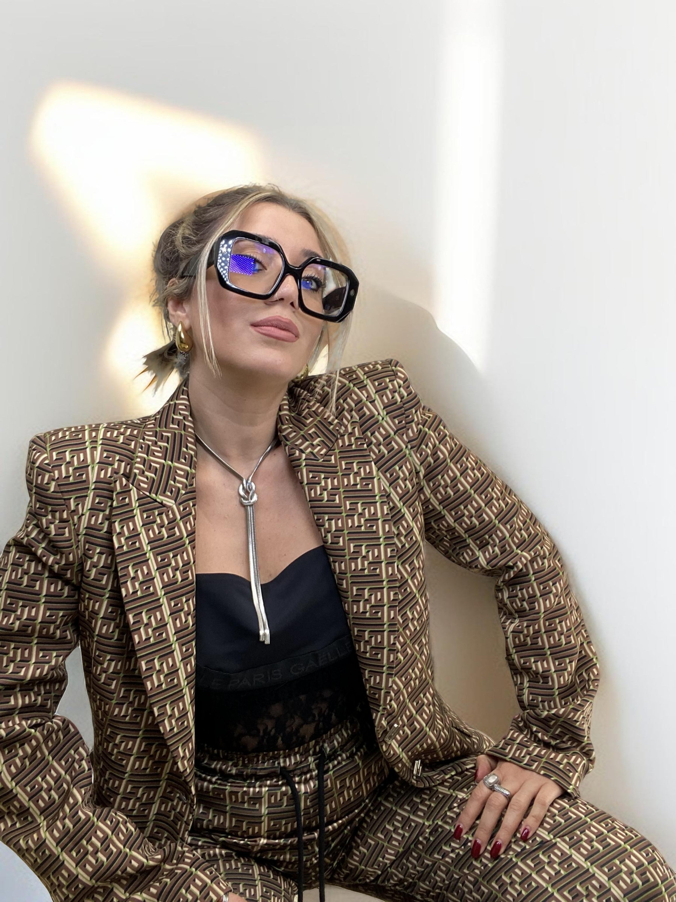 Giacca monopetto logata Marrone - GAELLE