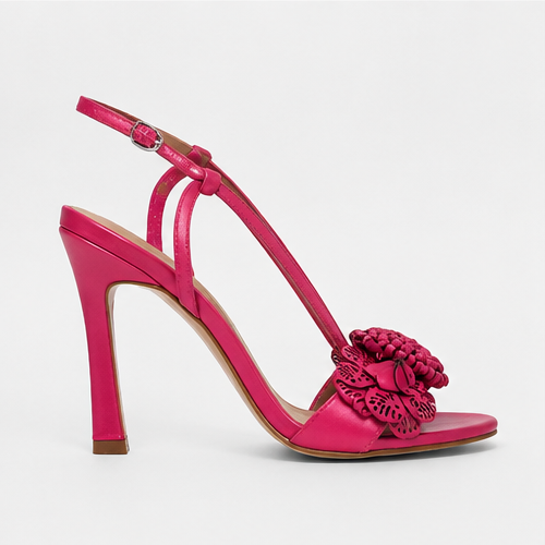 SANDALO TACCO WERNER IN PELLE CON FIORE