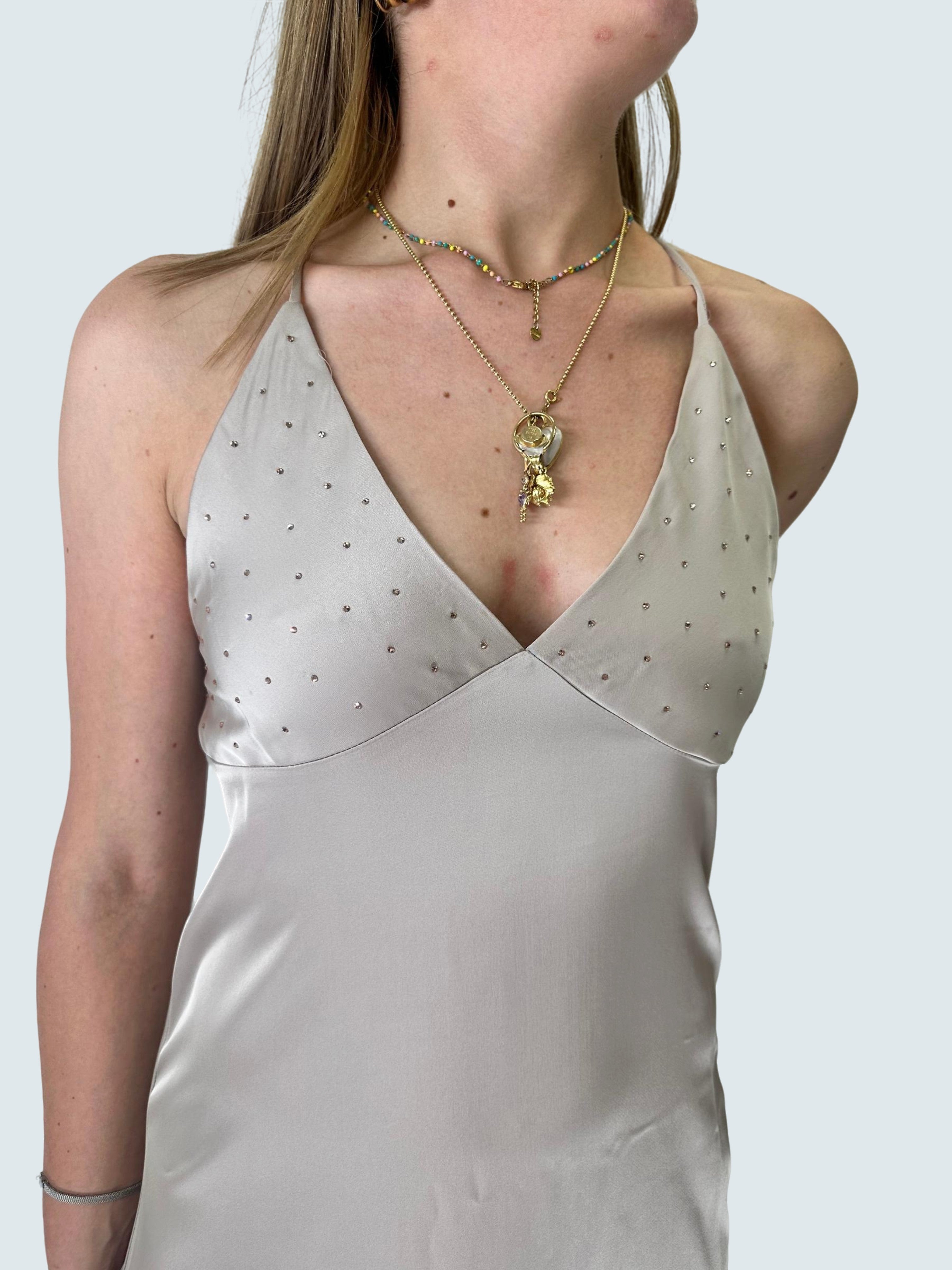 Abito lungo con scollo a V incrociato Champagne - ONLY