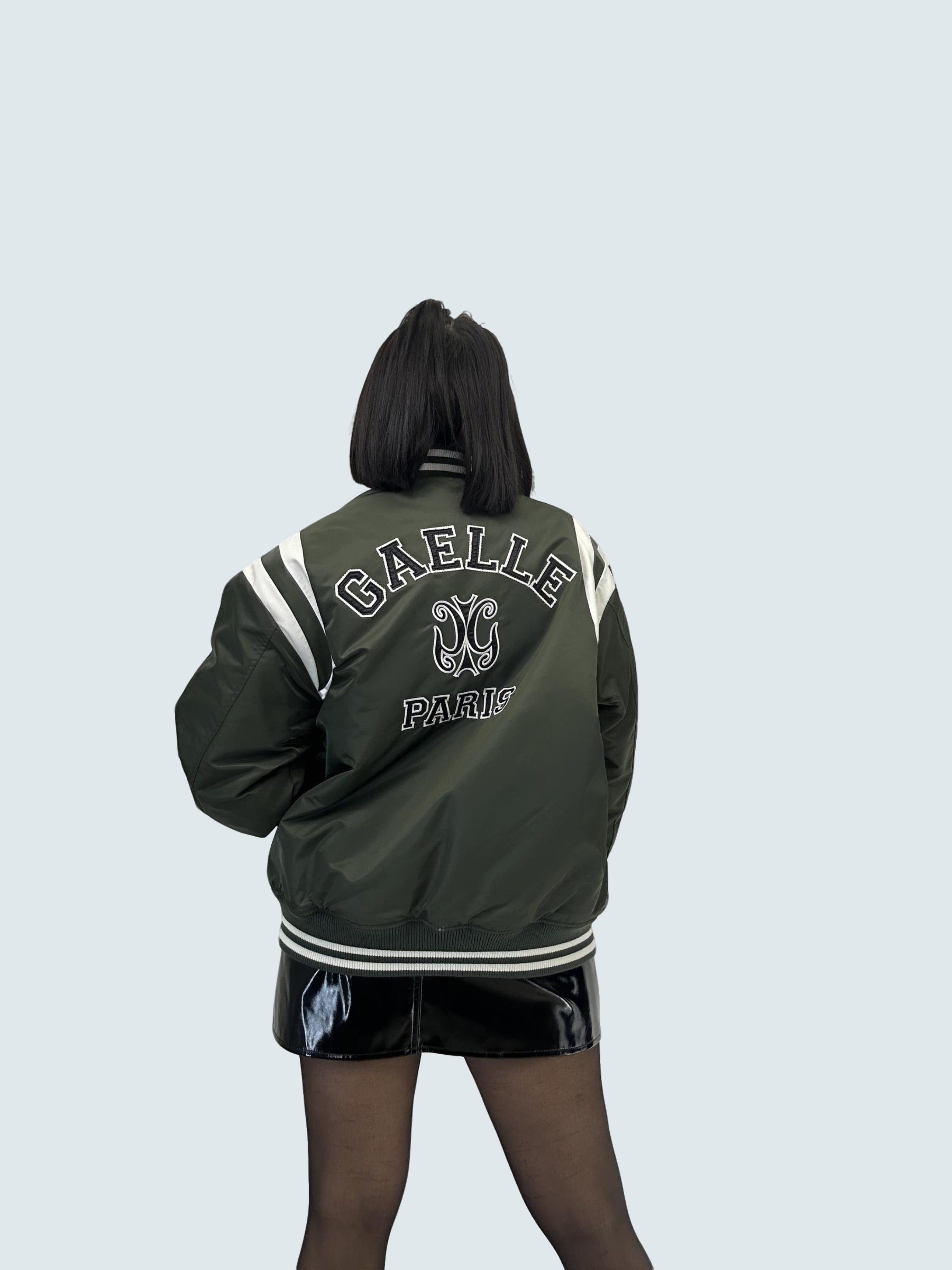 Bomber In Nylon Con Inserti In Ecopelle Verdone - GAELLE