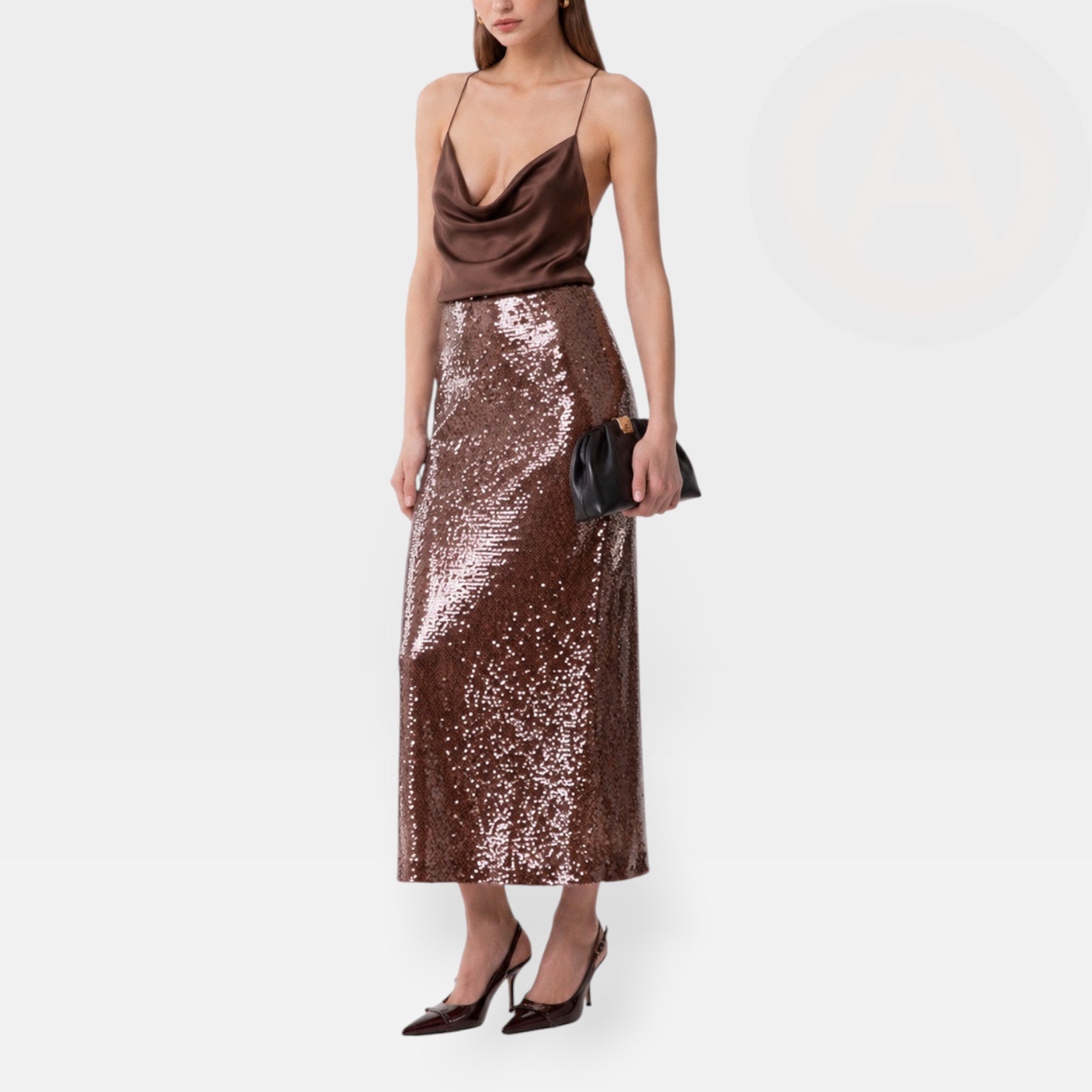 GONNA GAELLE MIDI IN TESSUTO PAILLETTES CON SPACCO