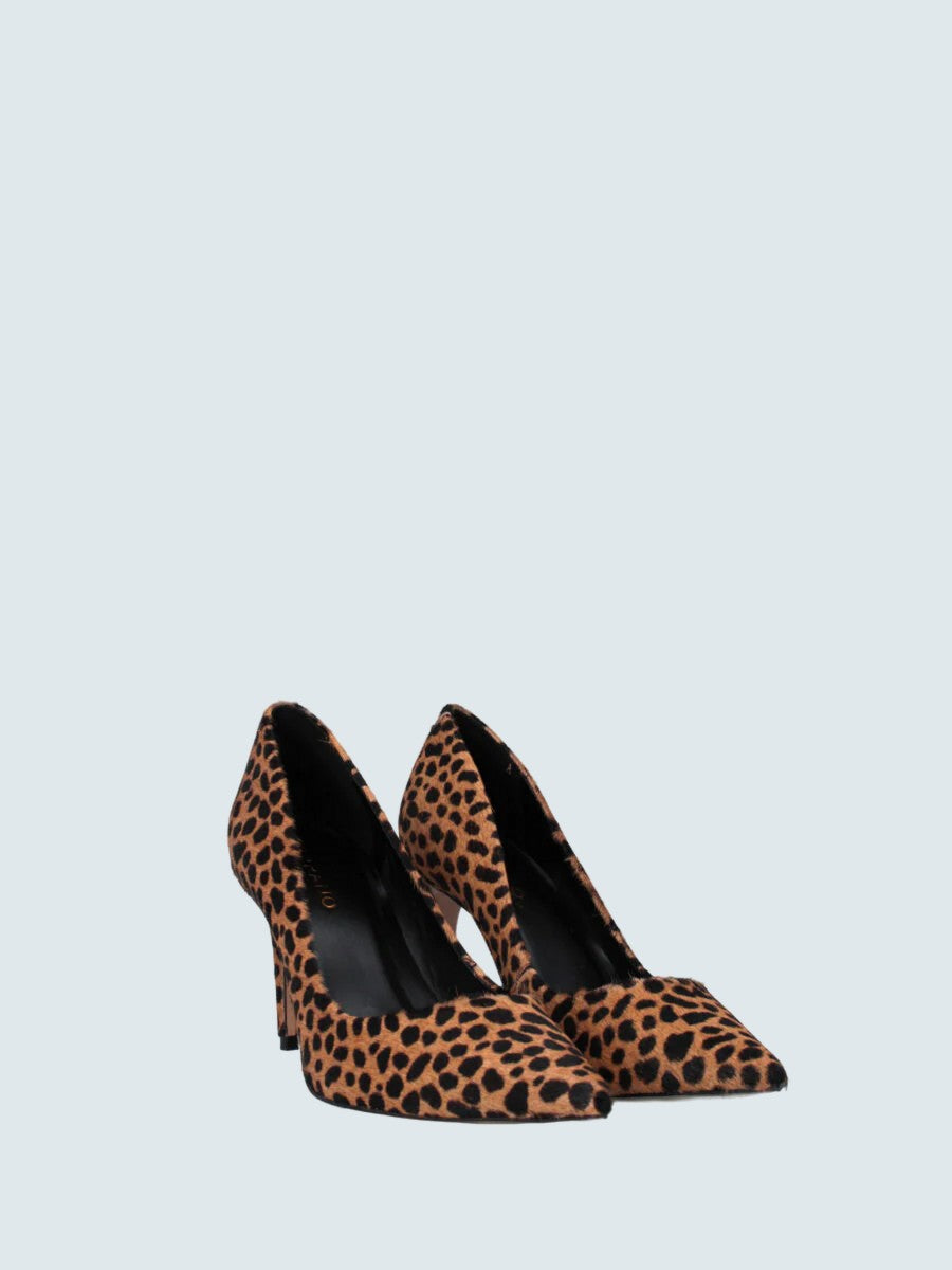 Décolleté maculata in pelle con tacco a stiletto - CARRANO