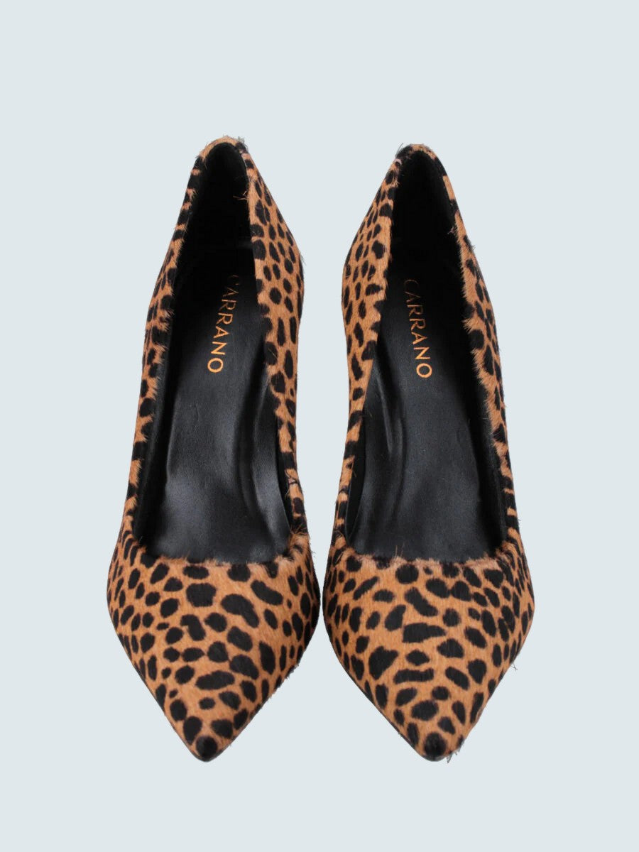 Décolleté maculata in pelle con tacco a stiletto - CARRANO