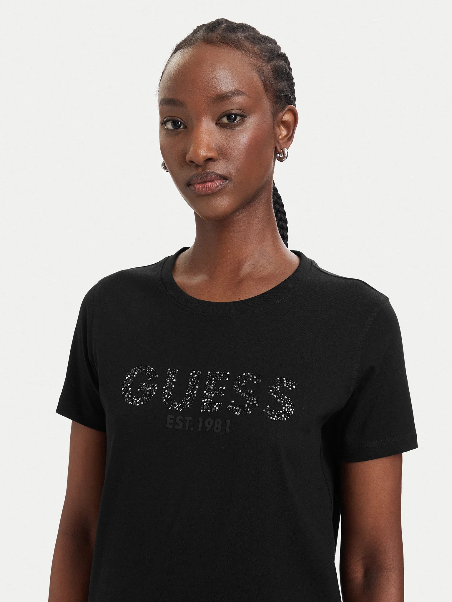 TSHIRT GUESS MC LOGO STRASS STAMP