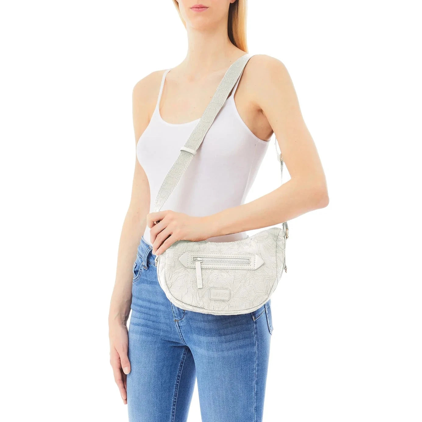 BORSA LIUJO MEZZALUNA SMALL CON TRACOLLA EFFETTO CREPE