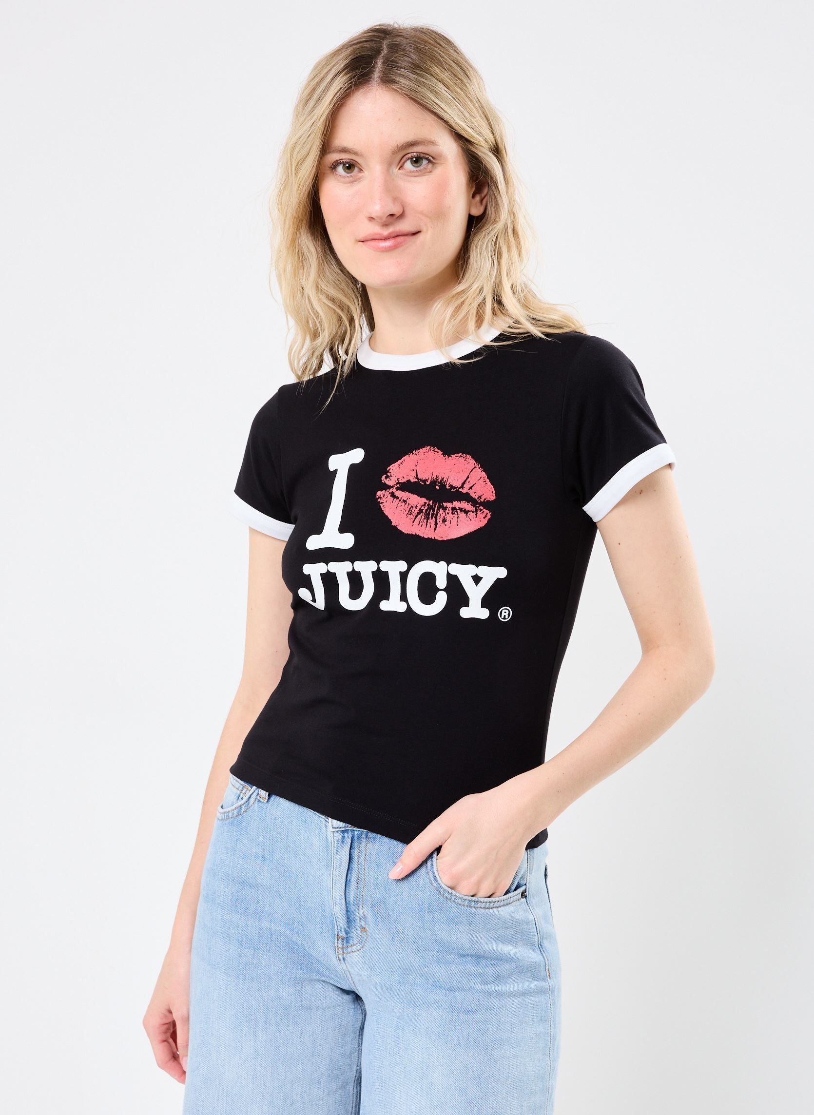 TSHIRT JUICY COUTURE M/C BORDATO STAMPA I KISS JUICY
