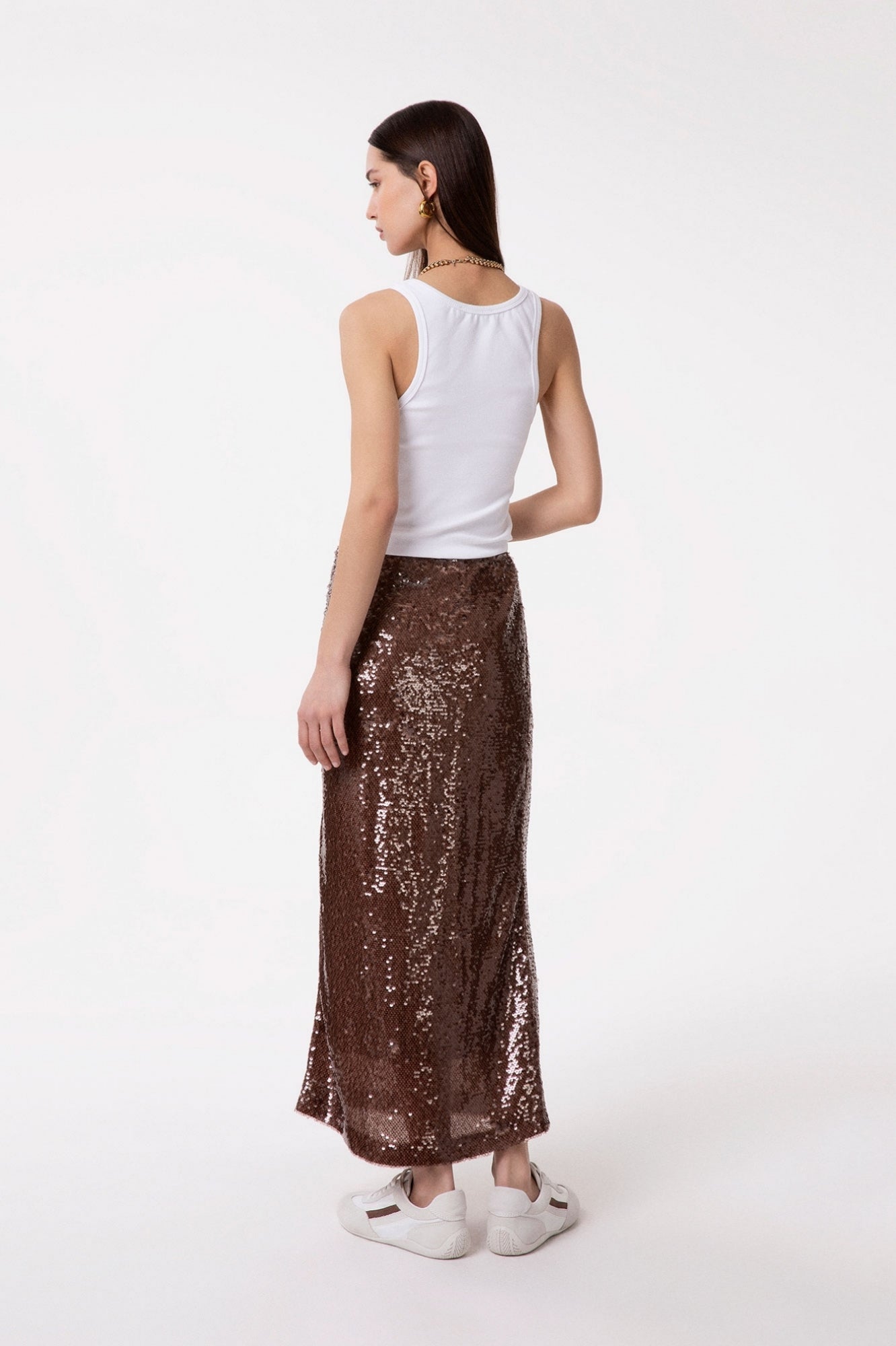 GONNA GAELLE MIDI IN TESSUTO PAILLETTES CON SPACCO