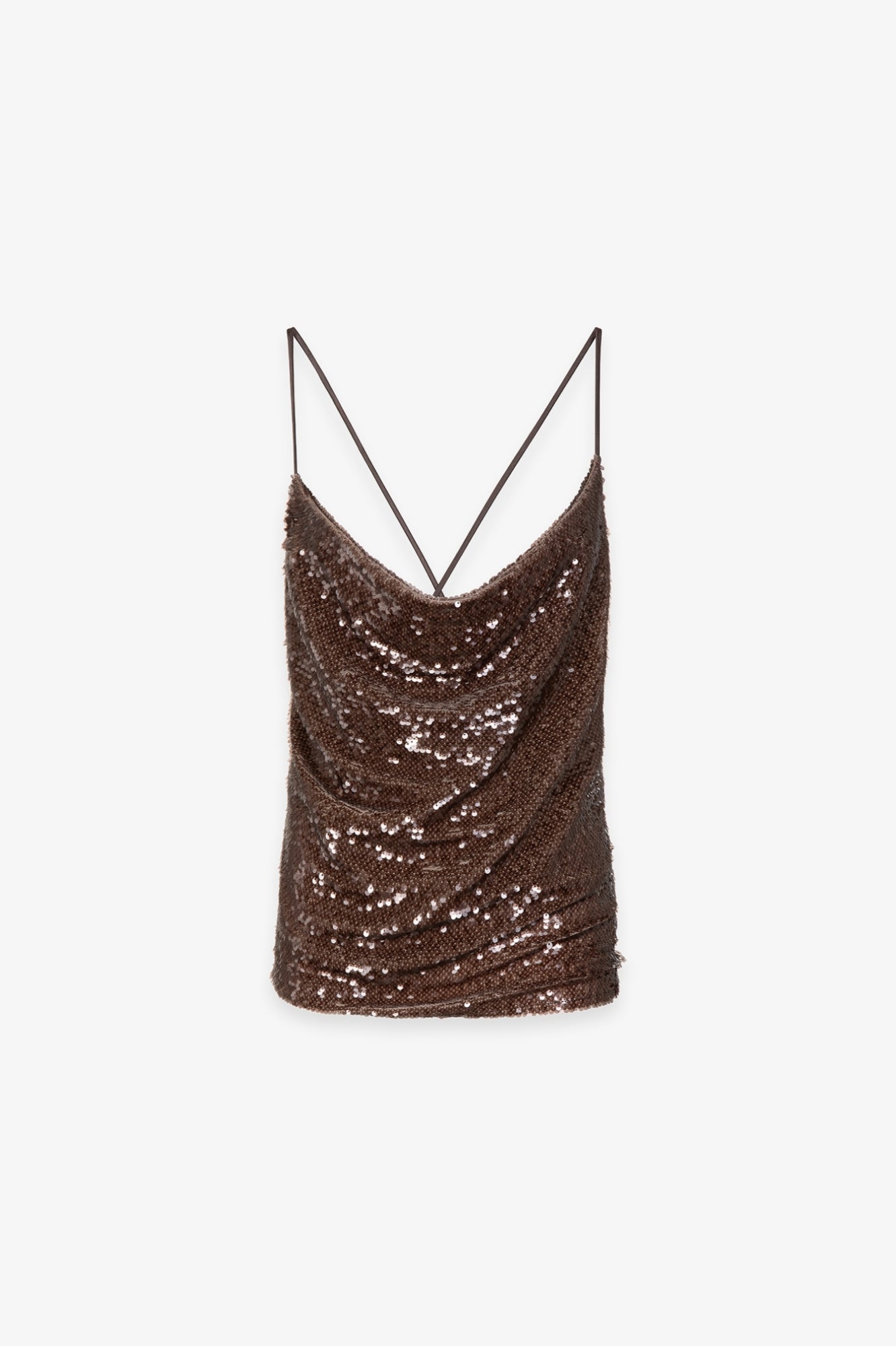 TOP GAELLE A BRETELLINE IN TESSUTO PAILLETTES