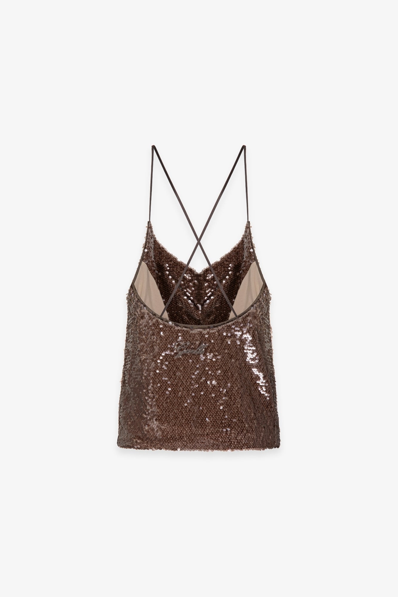 TOP GAELLE A BRETELLINE IN TESSUTO PAILLETTES