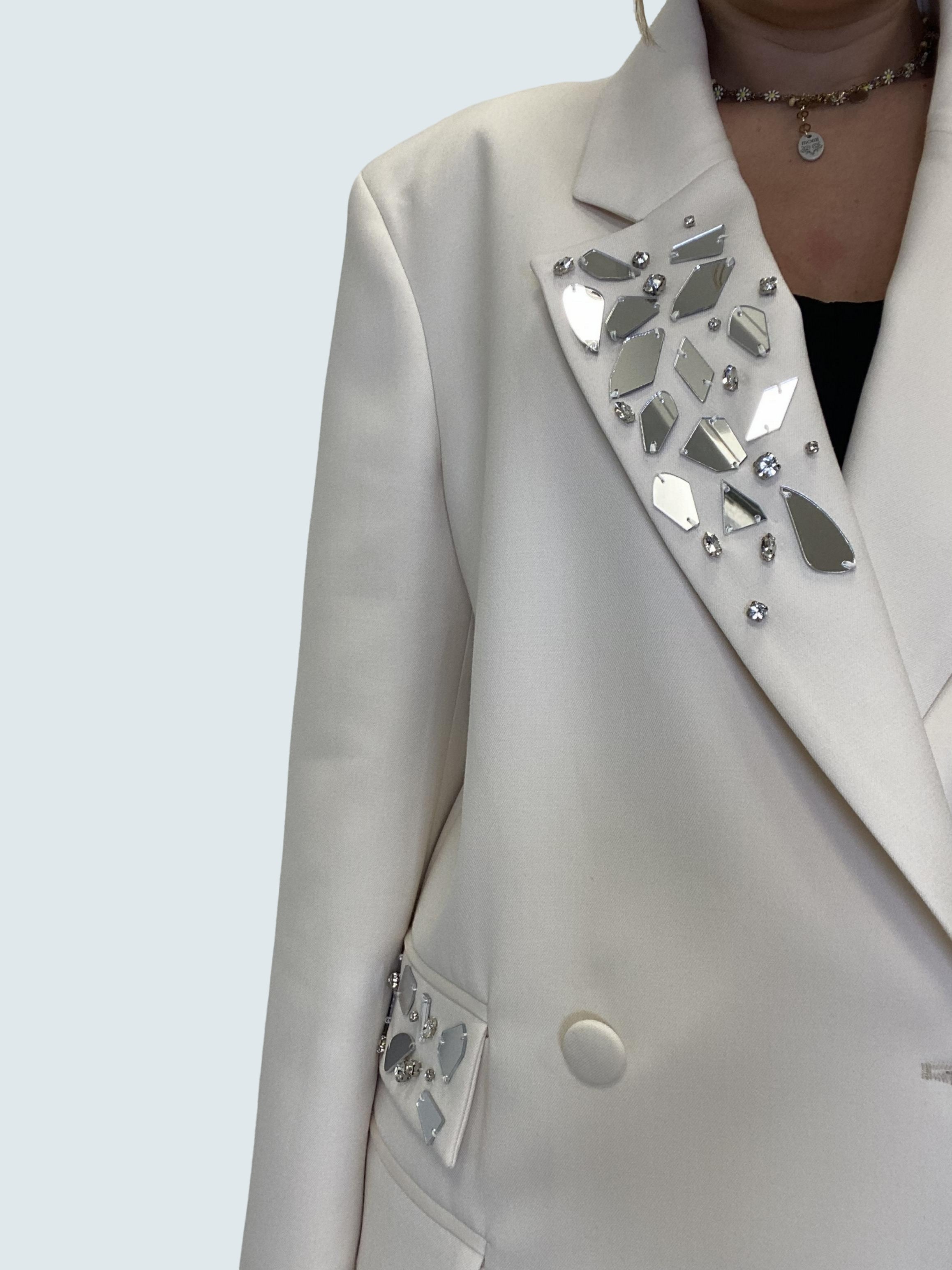 Blazer doppiopetto con applicazioni Bianco - GAELLE