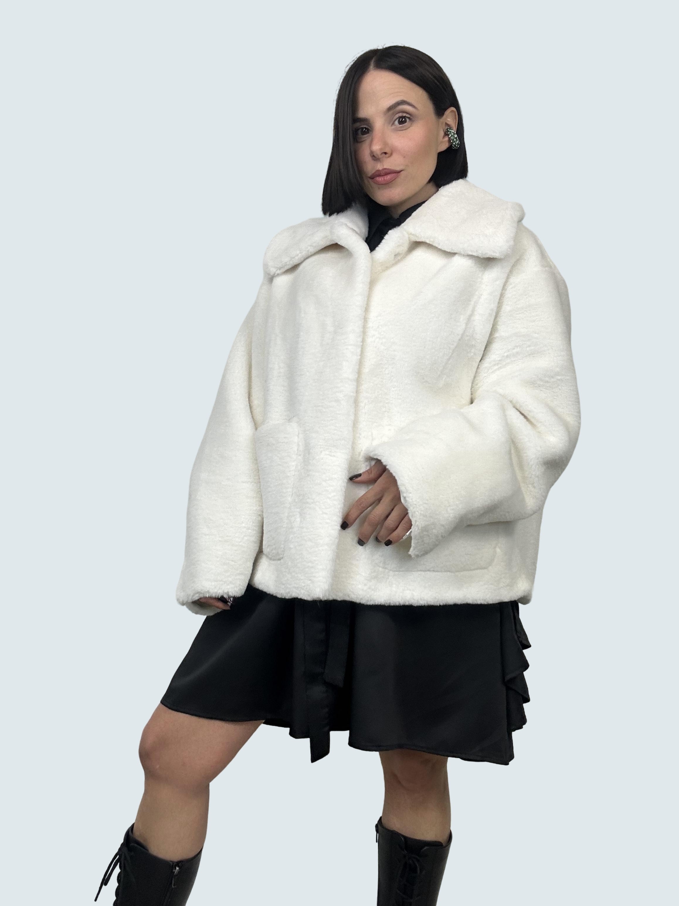 Cappotto Corto In Ecofur Bianco - GAELLE