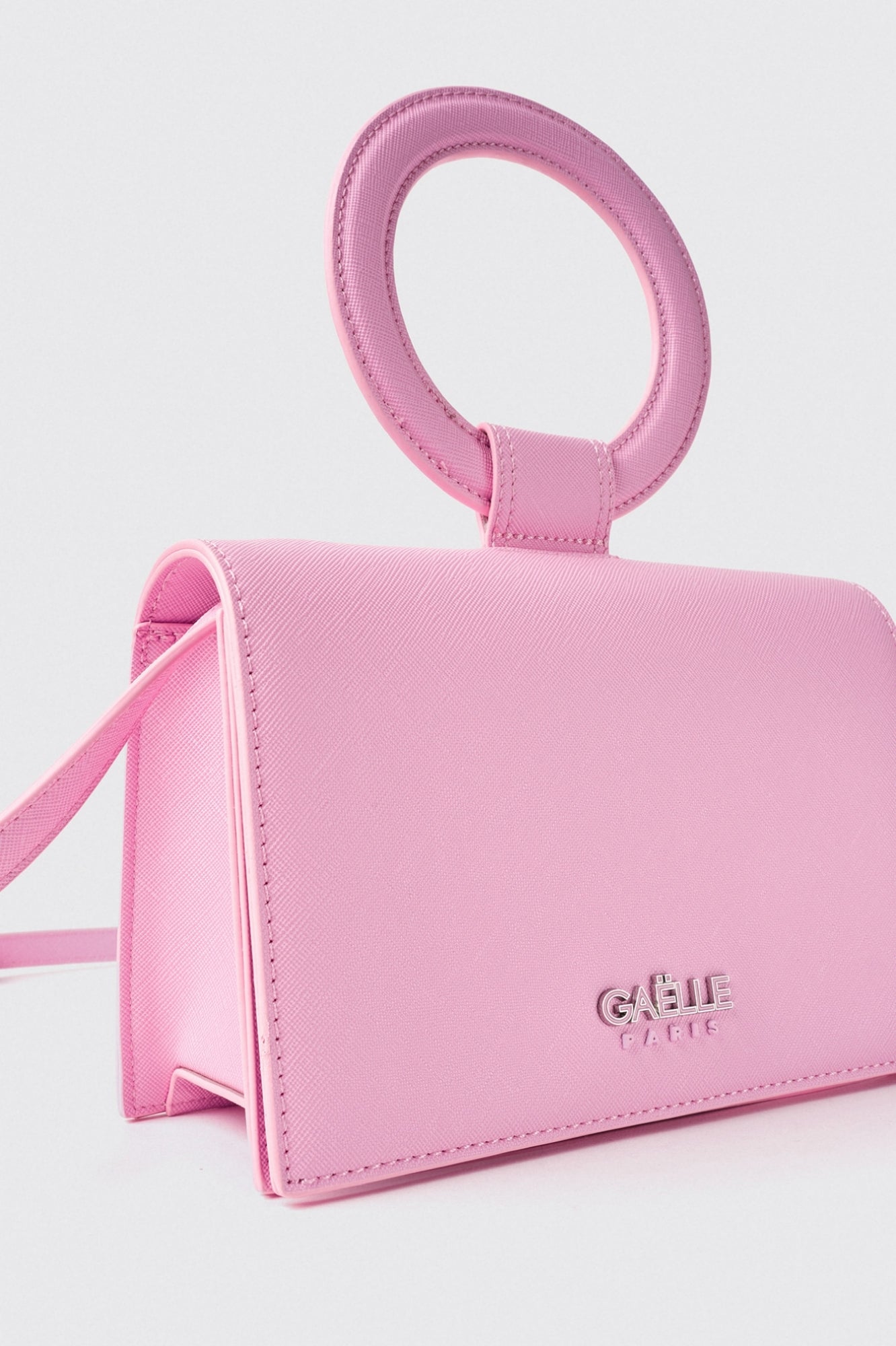 Mini shoulder strap con logo in metallo Rosa - GAELLE