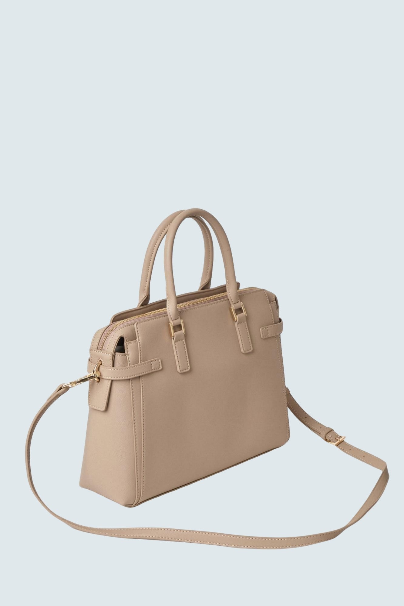 Maxi Shoulder Strap In Ecopelle Saffiano Cammello - GAELLE