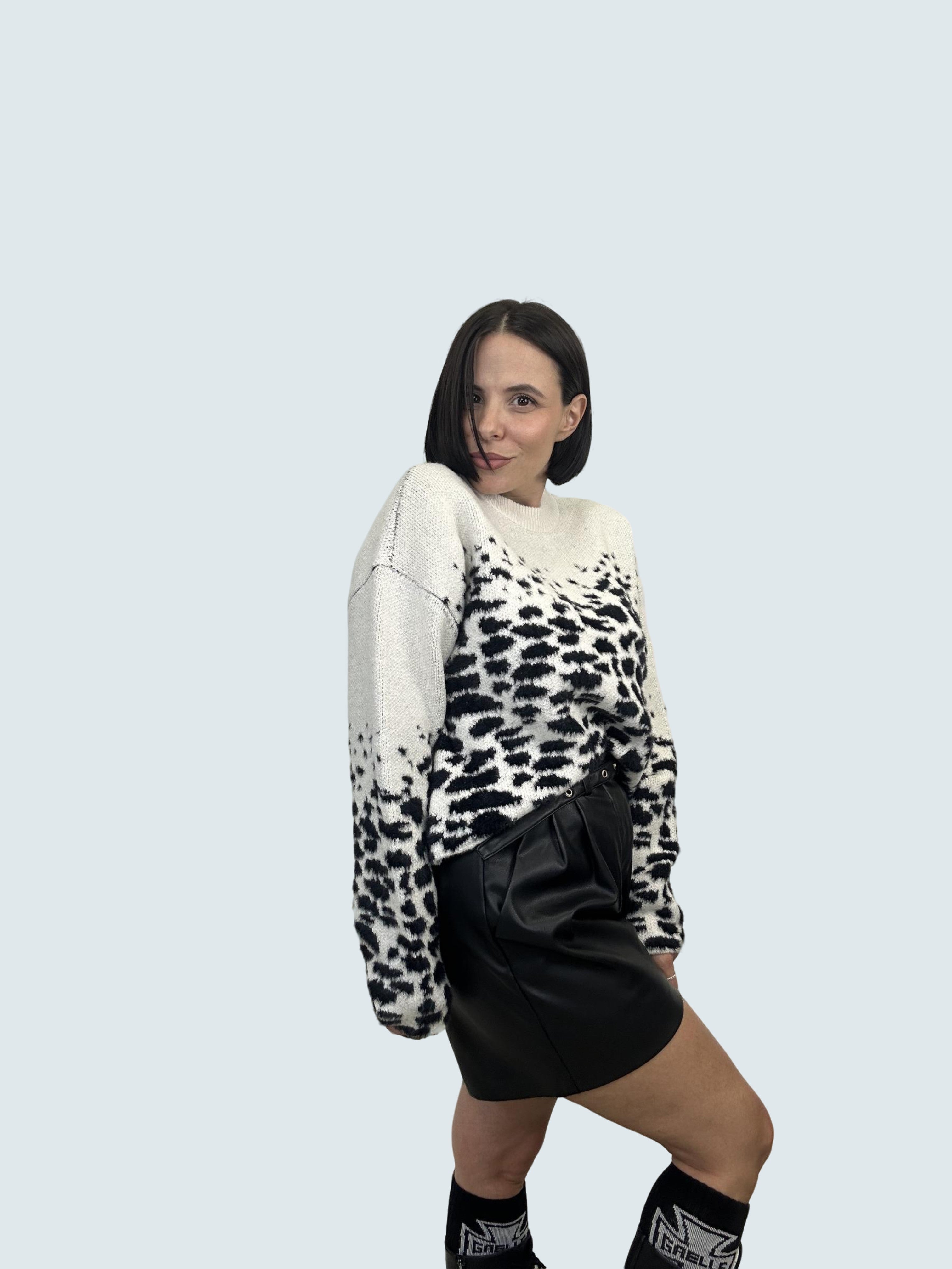 Maglione crop in fantasia Bianco - ONLY