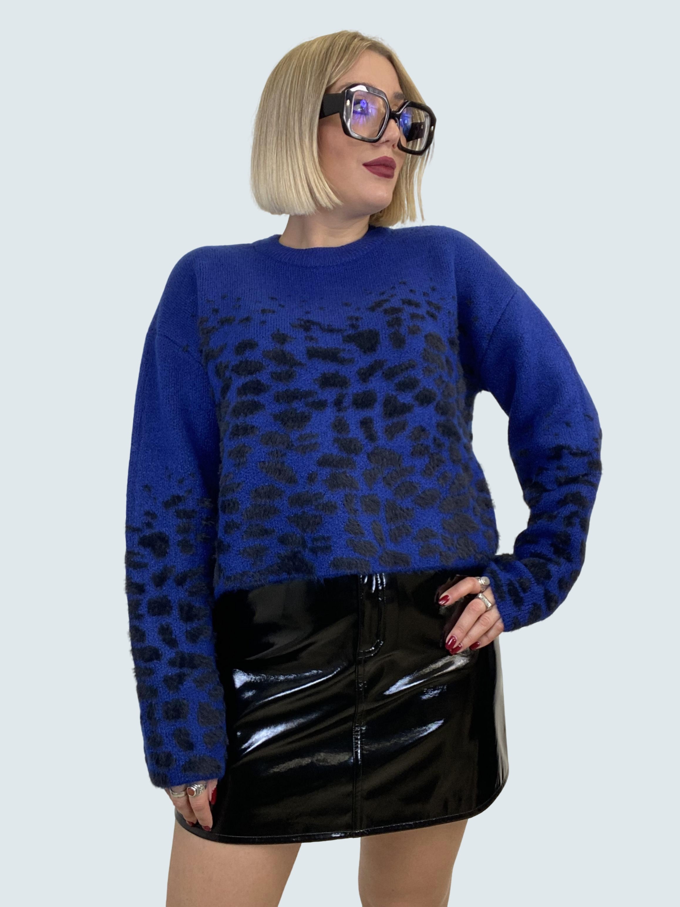 Maglione crop in fantasia Blu - ONLY