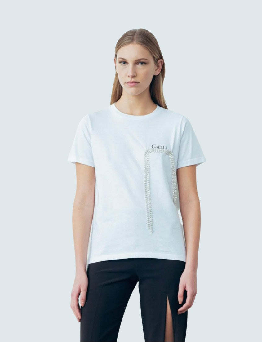 T-shirt con applicazioni Bianco - GAELLE