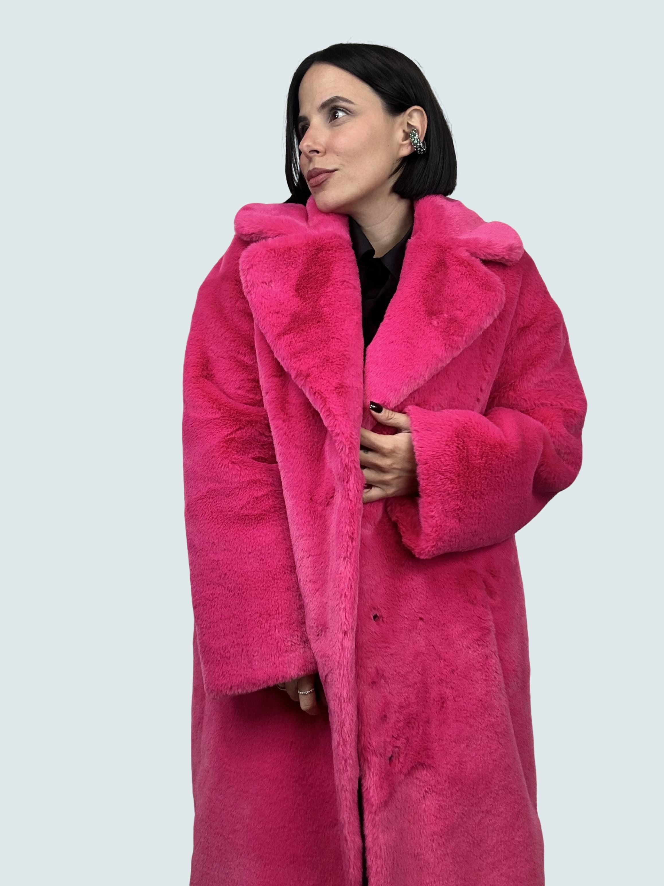 Cappotto In Pelliccia Ecofur Fucsia - GAELLE