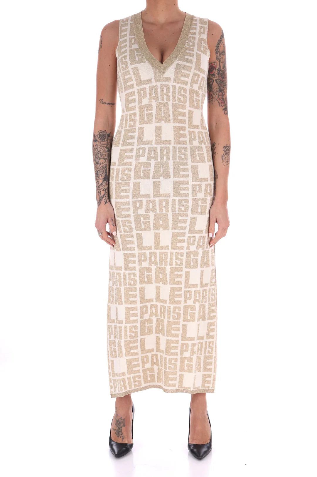 ABITO LUNGO IN MAGLIA CON SCRITTE LUREX GAELLE
