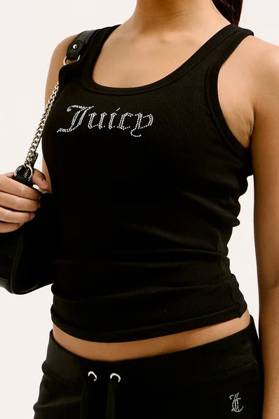 CANOTTA JUICY COUTURE  A COSTINE CON SCRITTA STRASS