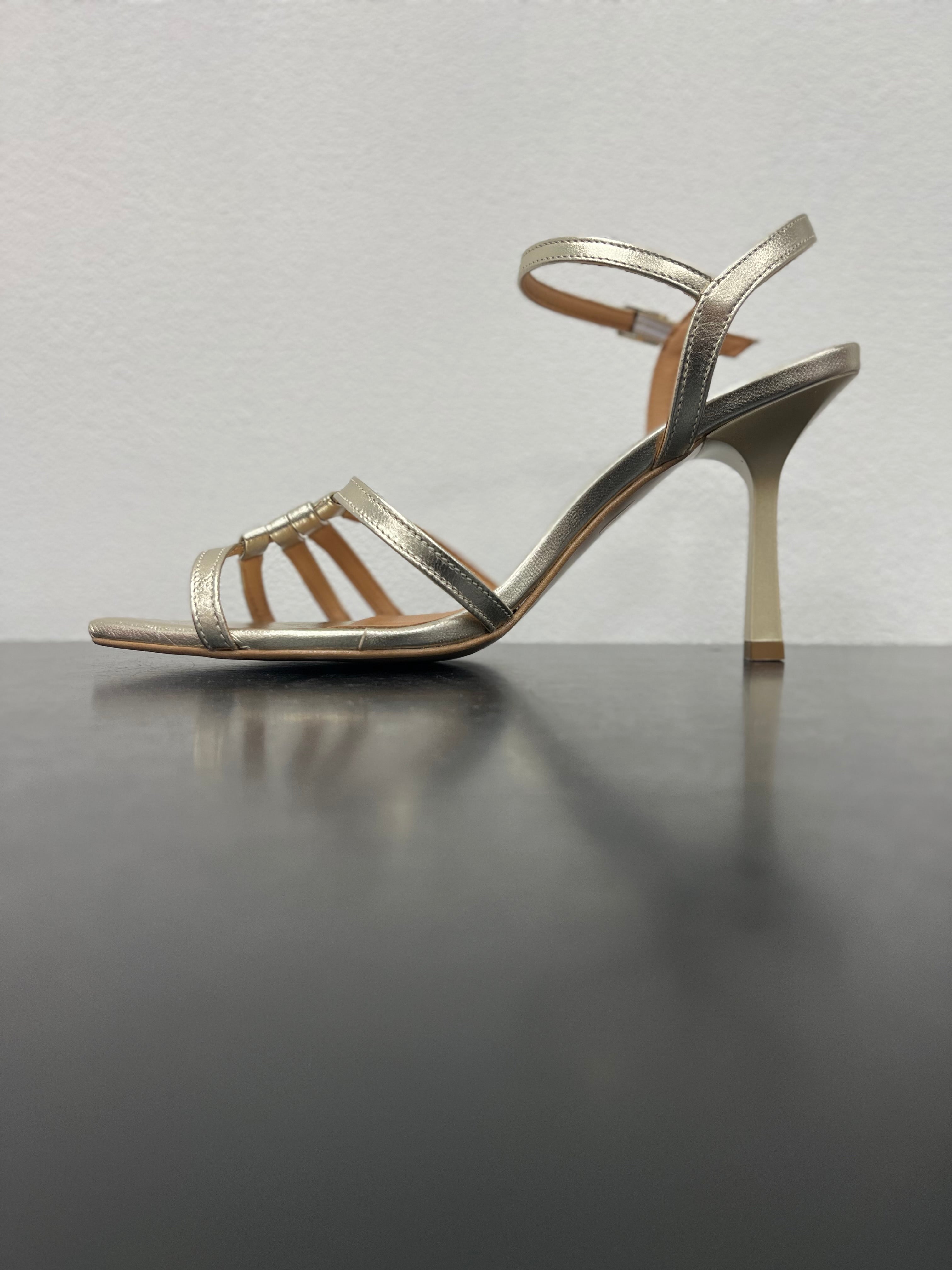 SANDALO OVYE TACCO LAMINATO IN PELLE