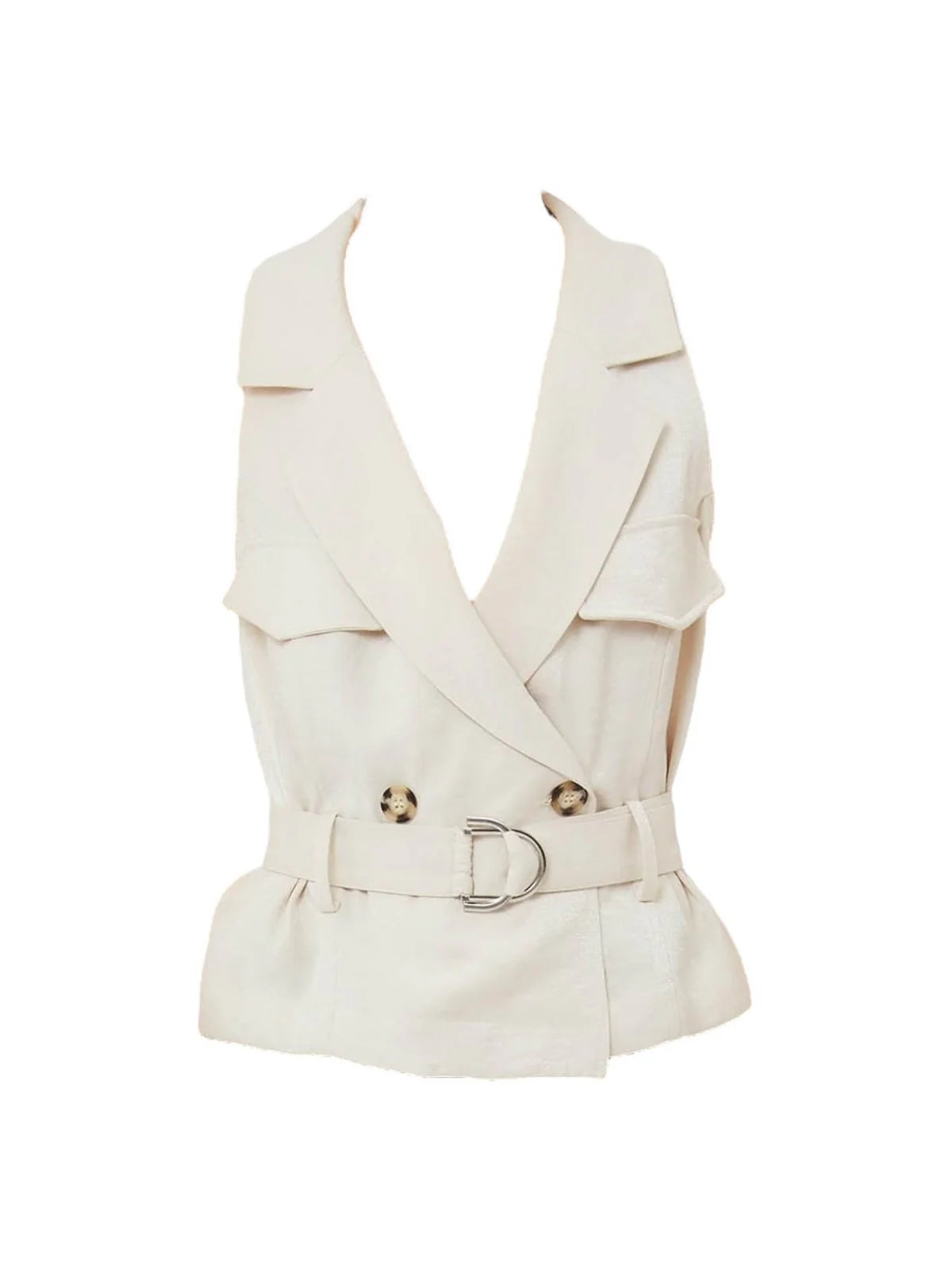 GILET DOPPIOPETTO CON CINTURA - LIUJO