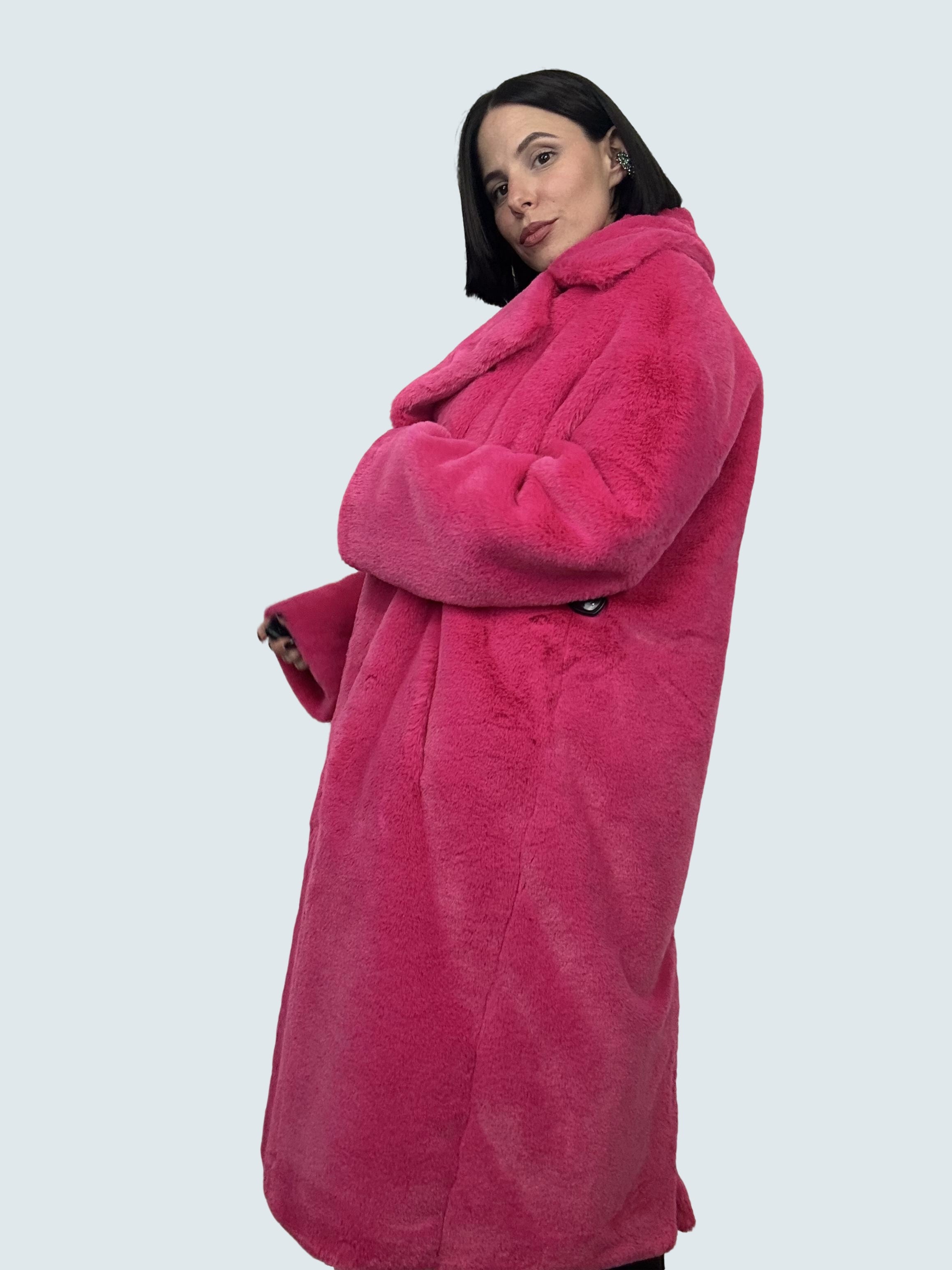 Cappotto In Pelliccia Ecofur Fucsia - GAELLE