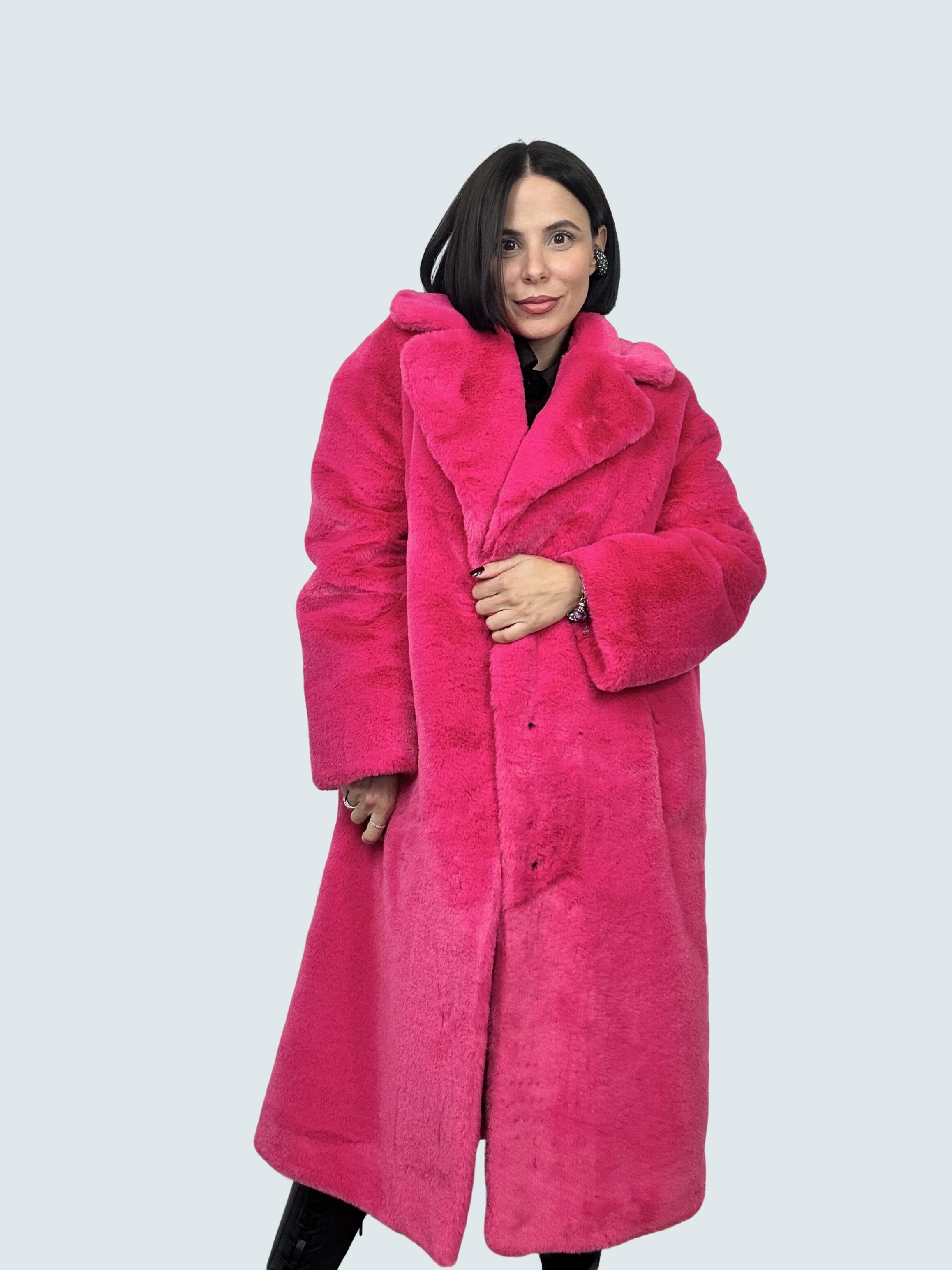 Cappotto In Pelliccia Ecofur Fucsia - GAELLE