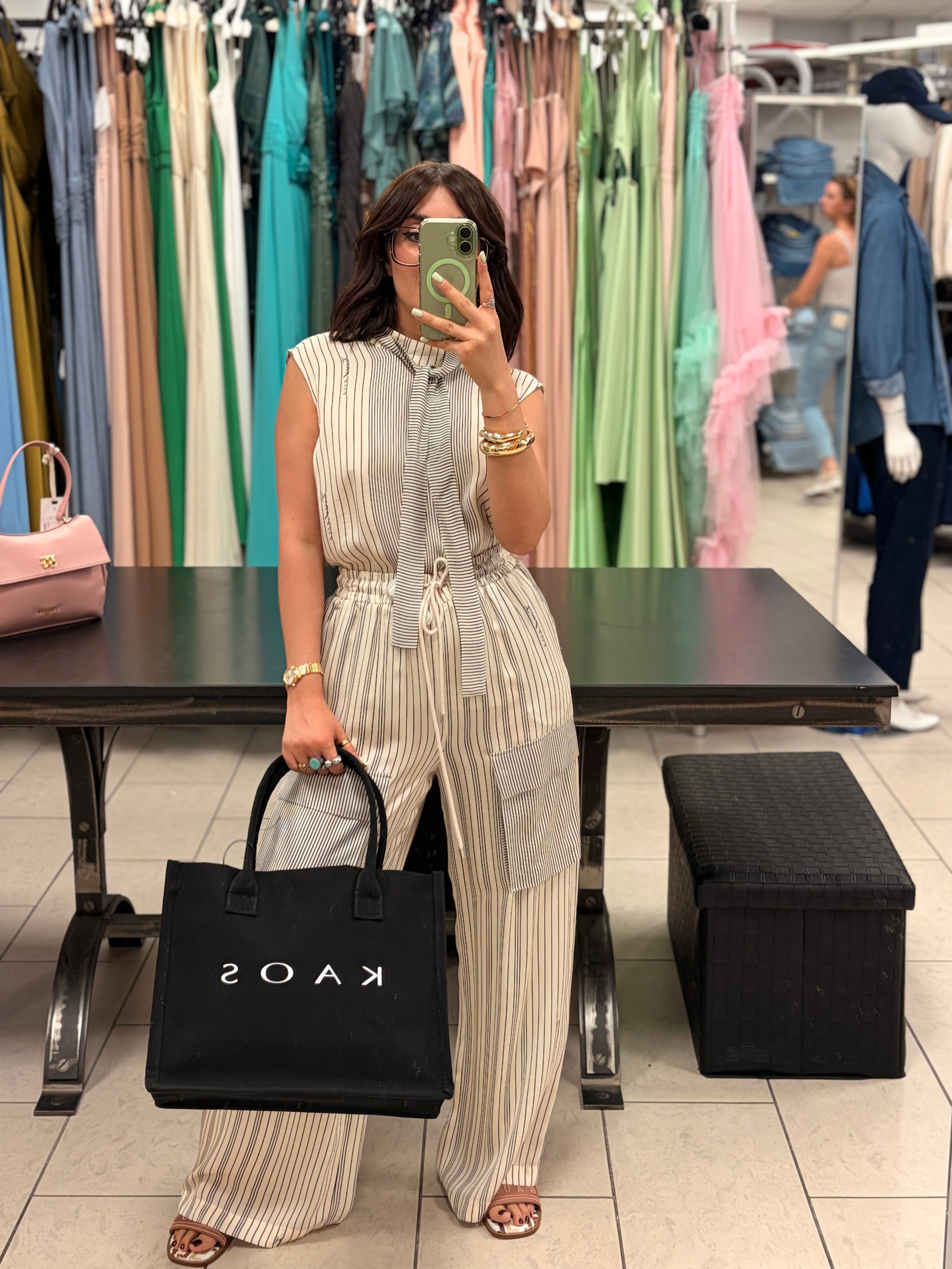 PANTALACCIO CARGO IN FANTASIA A RIGHE- TWINSET ACTITUDE