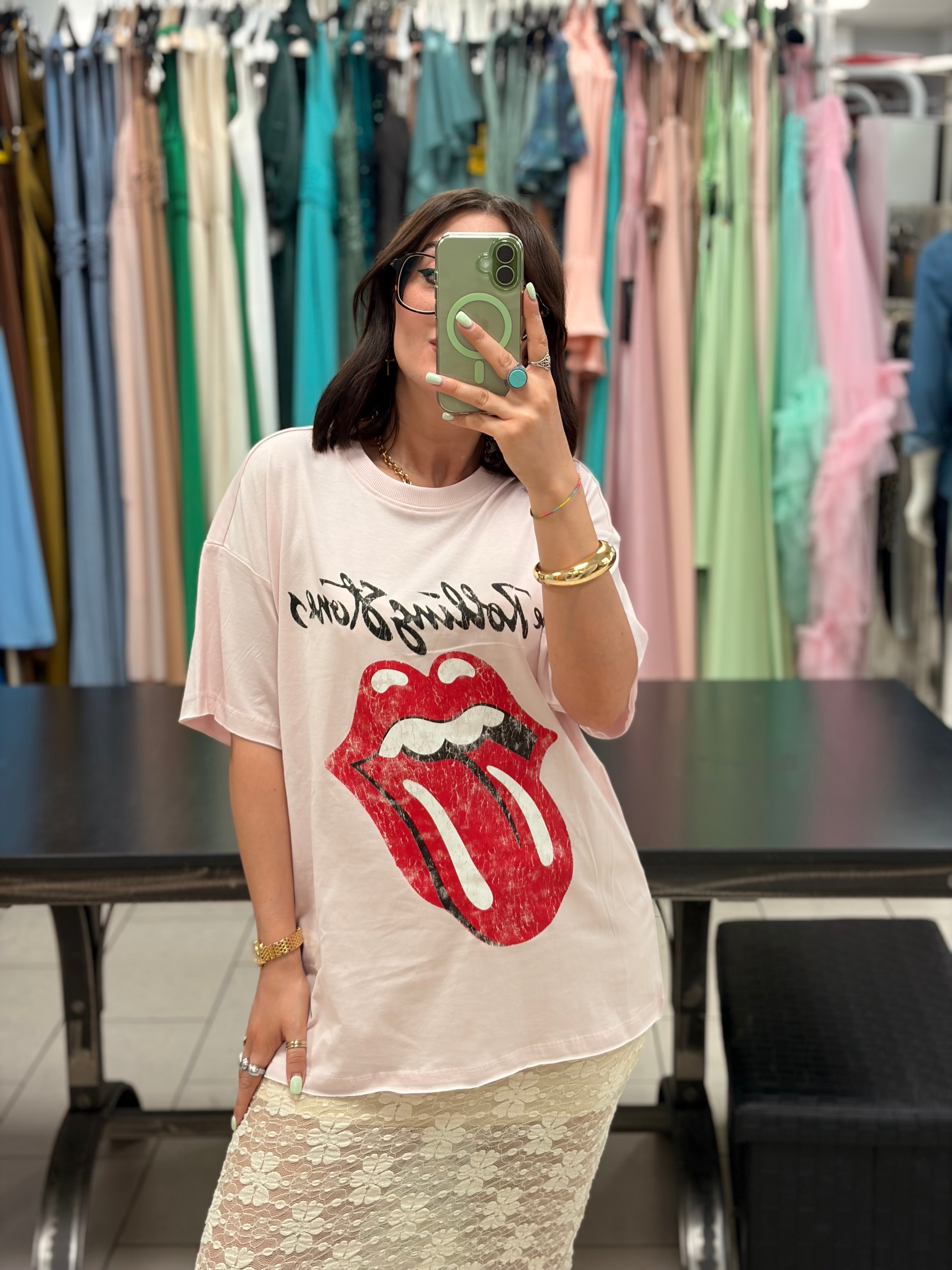 TSHIRT OVERSIZE CON STAMPA ROLLING STONES -ONLY