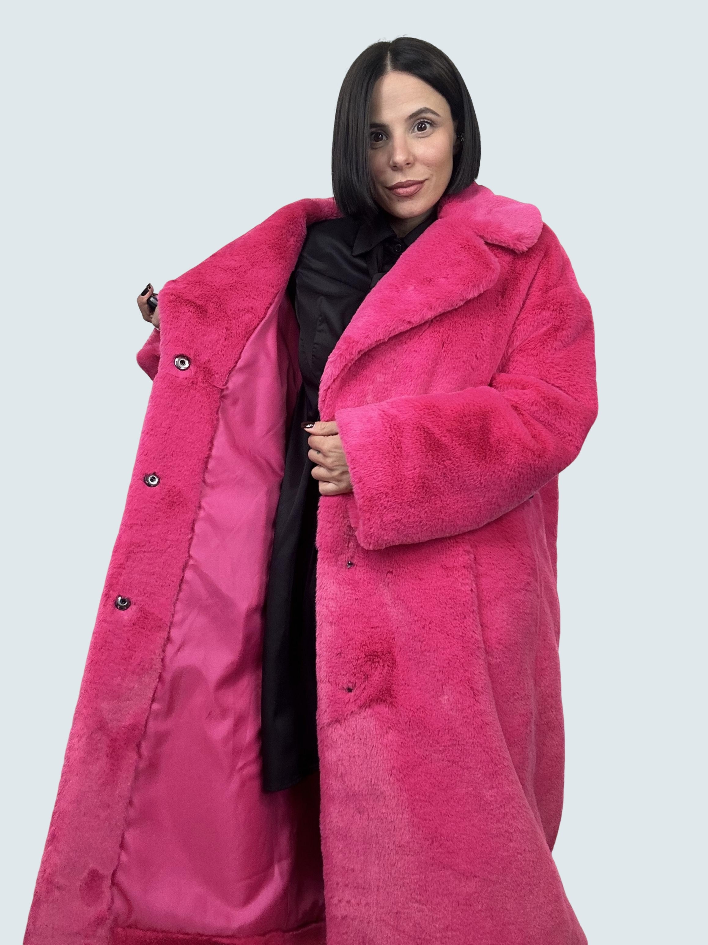 Cappotto In Pelliccia Ecofur Fucsia - GAELLE