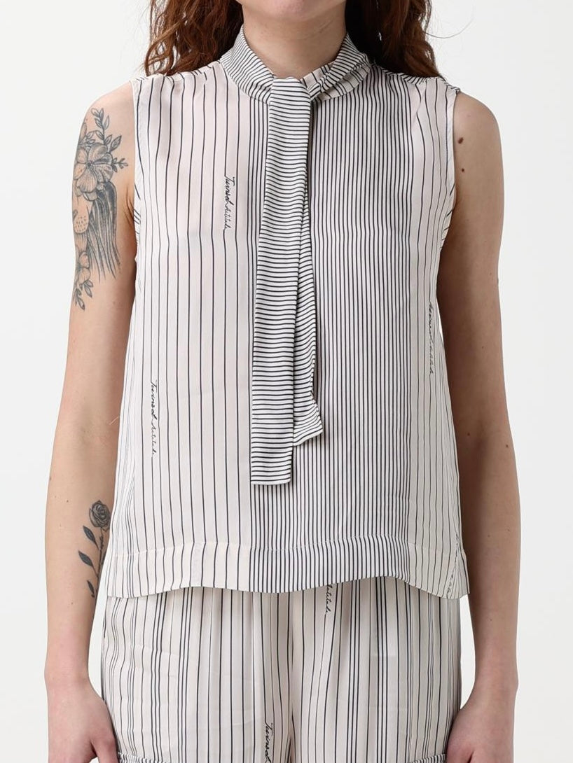BLUSA A RIGHE SMANICATA CON SCIARPINA - TWINSET ACTITUDE