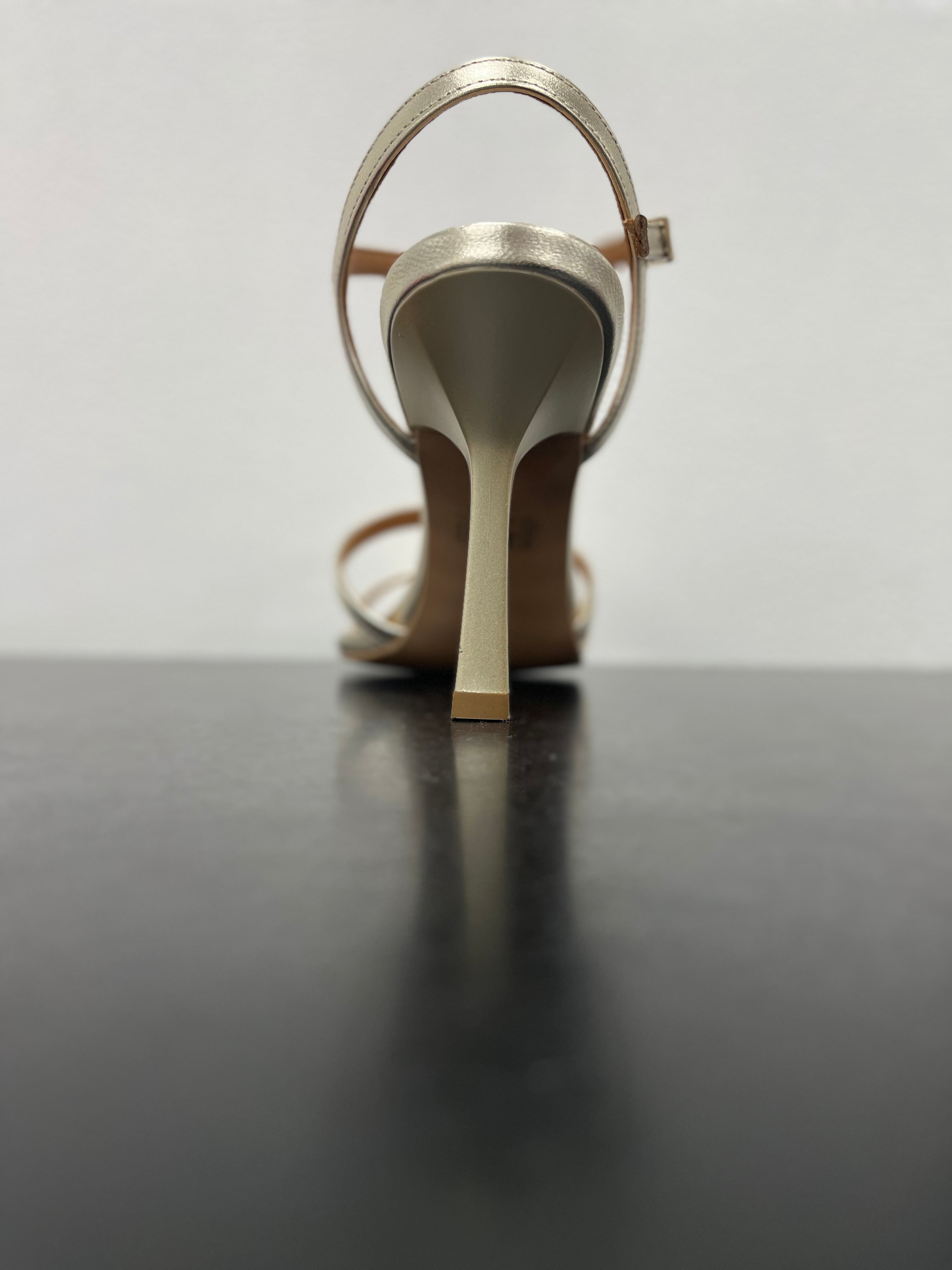 SANDALO OVYE TACCO LAMINATO IN PELLE