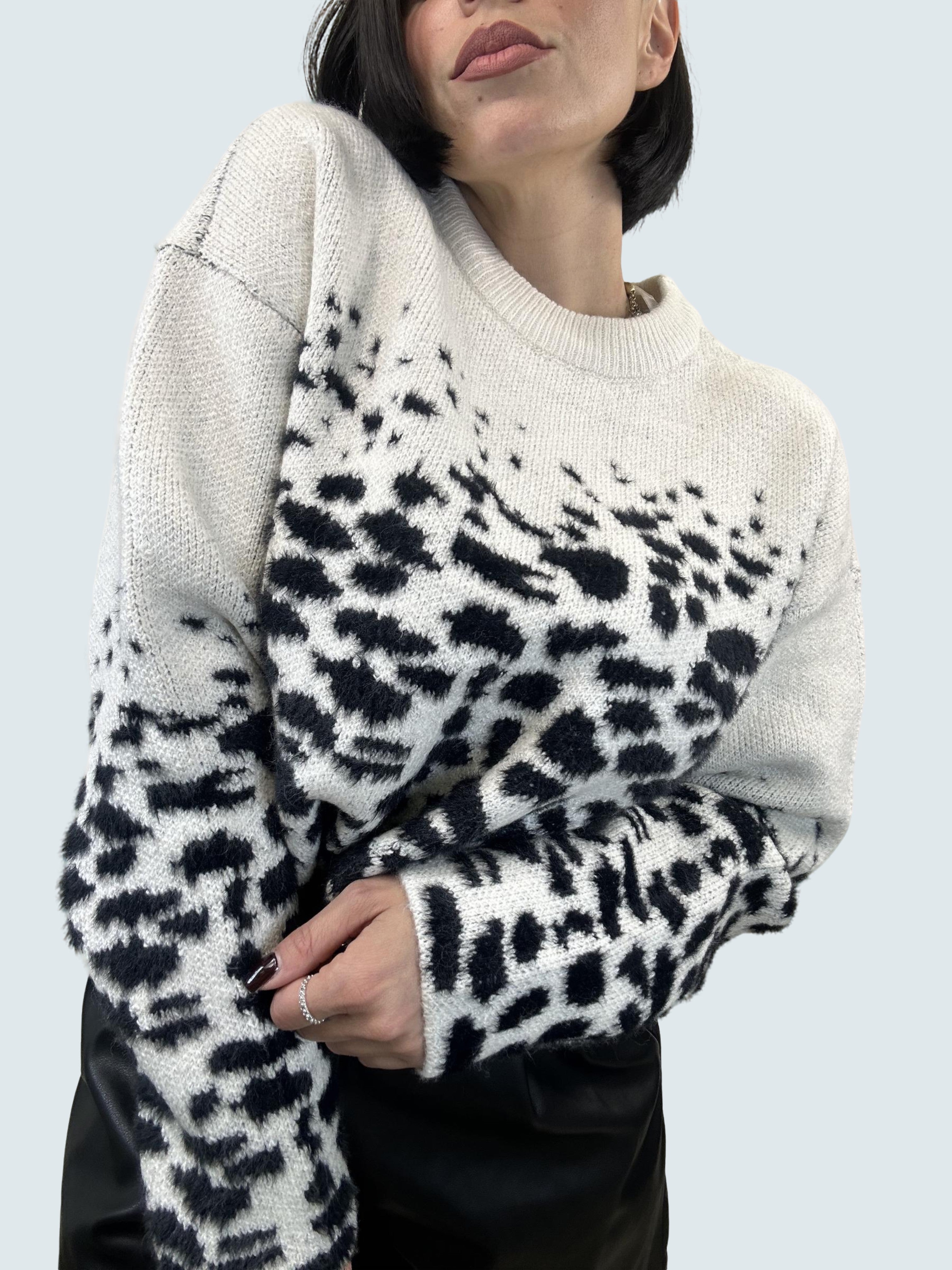 Maglione crop in fantasia Bianco - ONLY