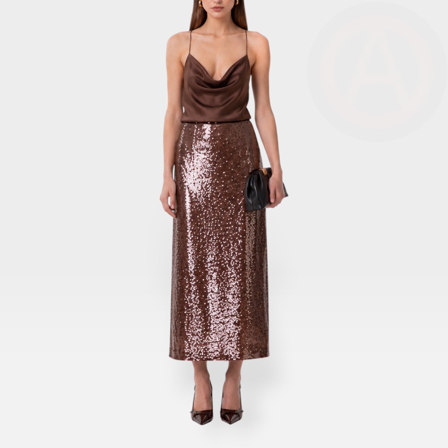 GONNA GAELLE MIDI IN TESSUTO PAILLETTES CON SPACCO